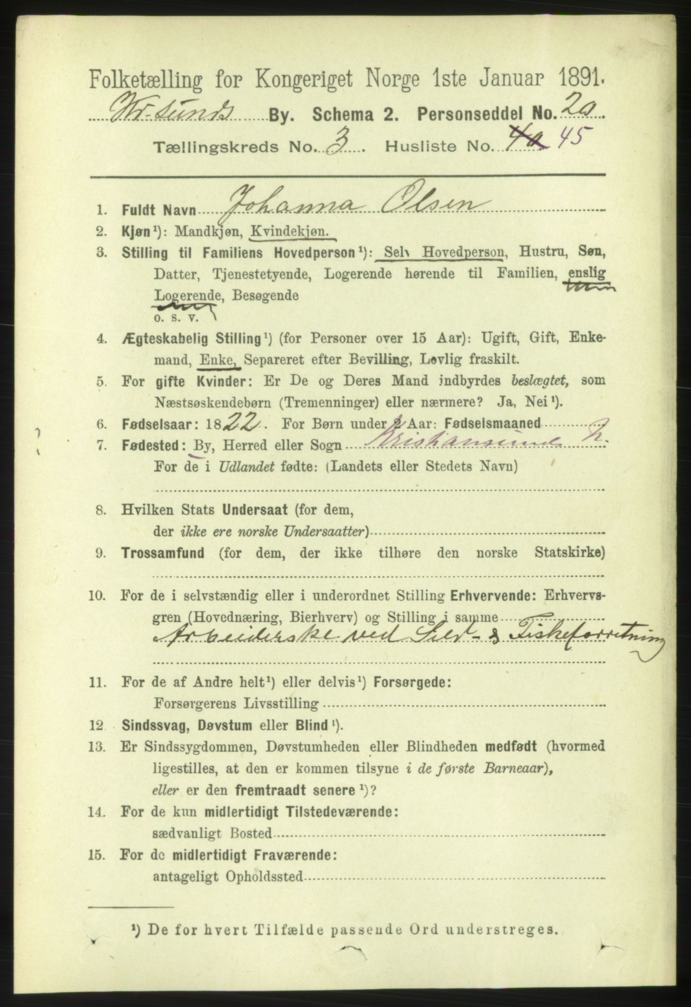 RA, 1891 census for 1503 Kristiansund, 1891, p. 3307