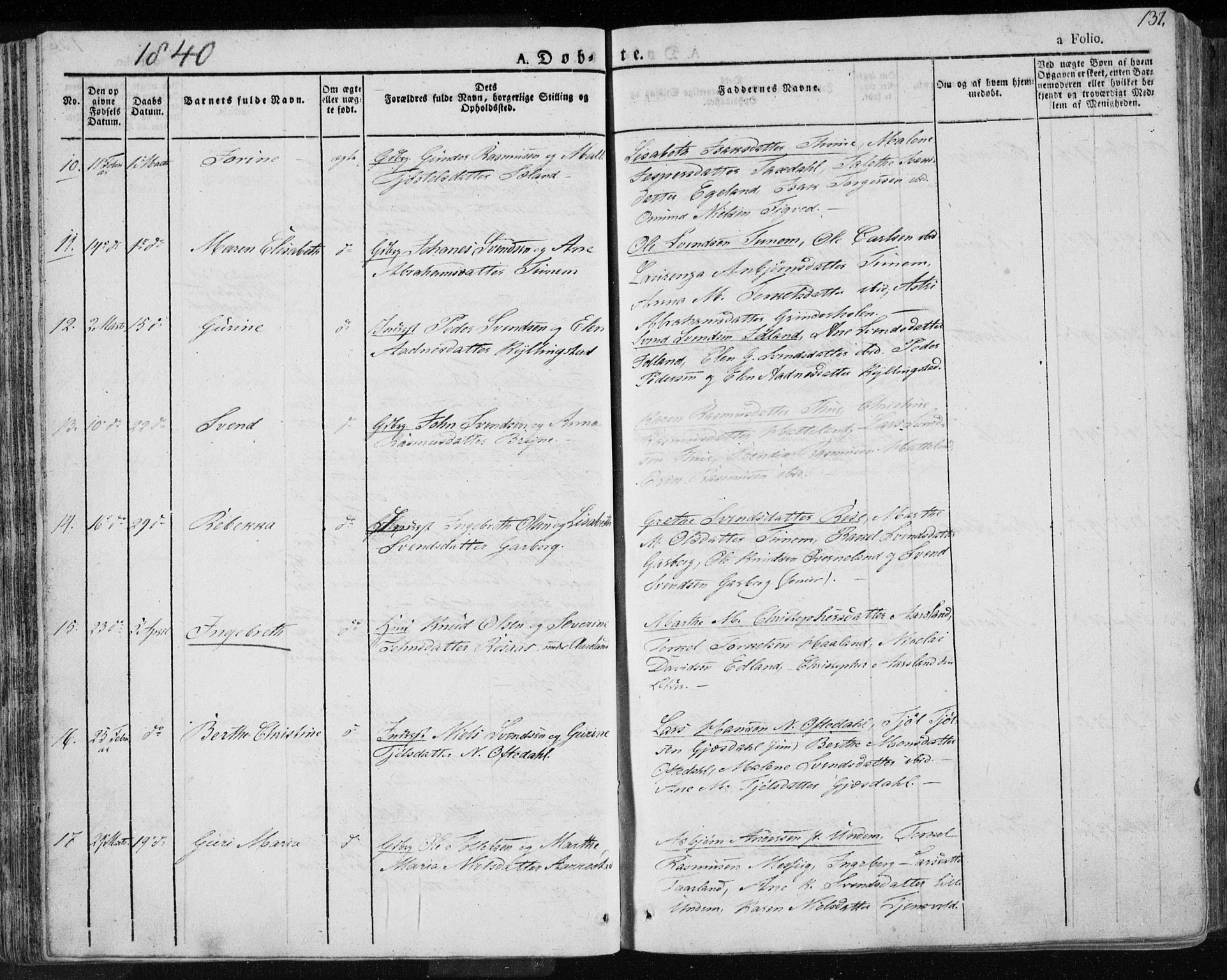 Lye sokneprestkontor, AV/SAST-A-101794/001/30BA/L0004: Parish register (official) no. A 4, 1826-1841, p. 137