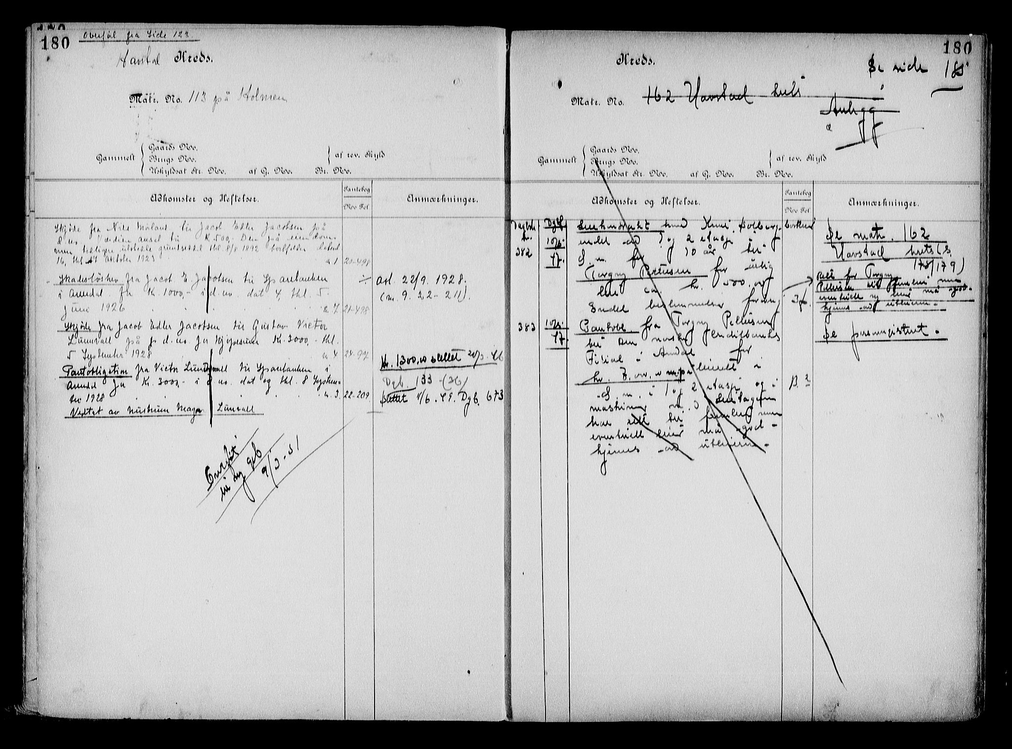 Arendal byfogd, AV/SAK-1222-0001/G/Ga/L0015: Mortgage register no. 13, 1860-1960, p. 180