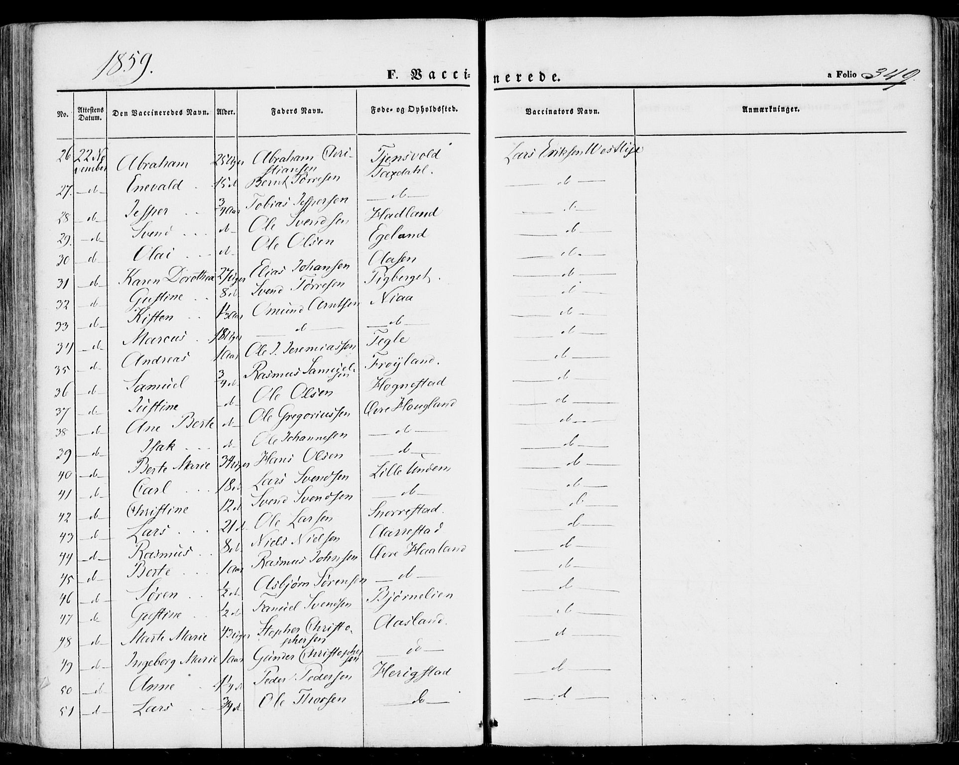 Lye sokneprestkontor, SAST/A-101794/001/30BA/L0007: Parish register (official) no. A 6, 1856-1871, p. 349