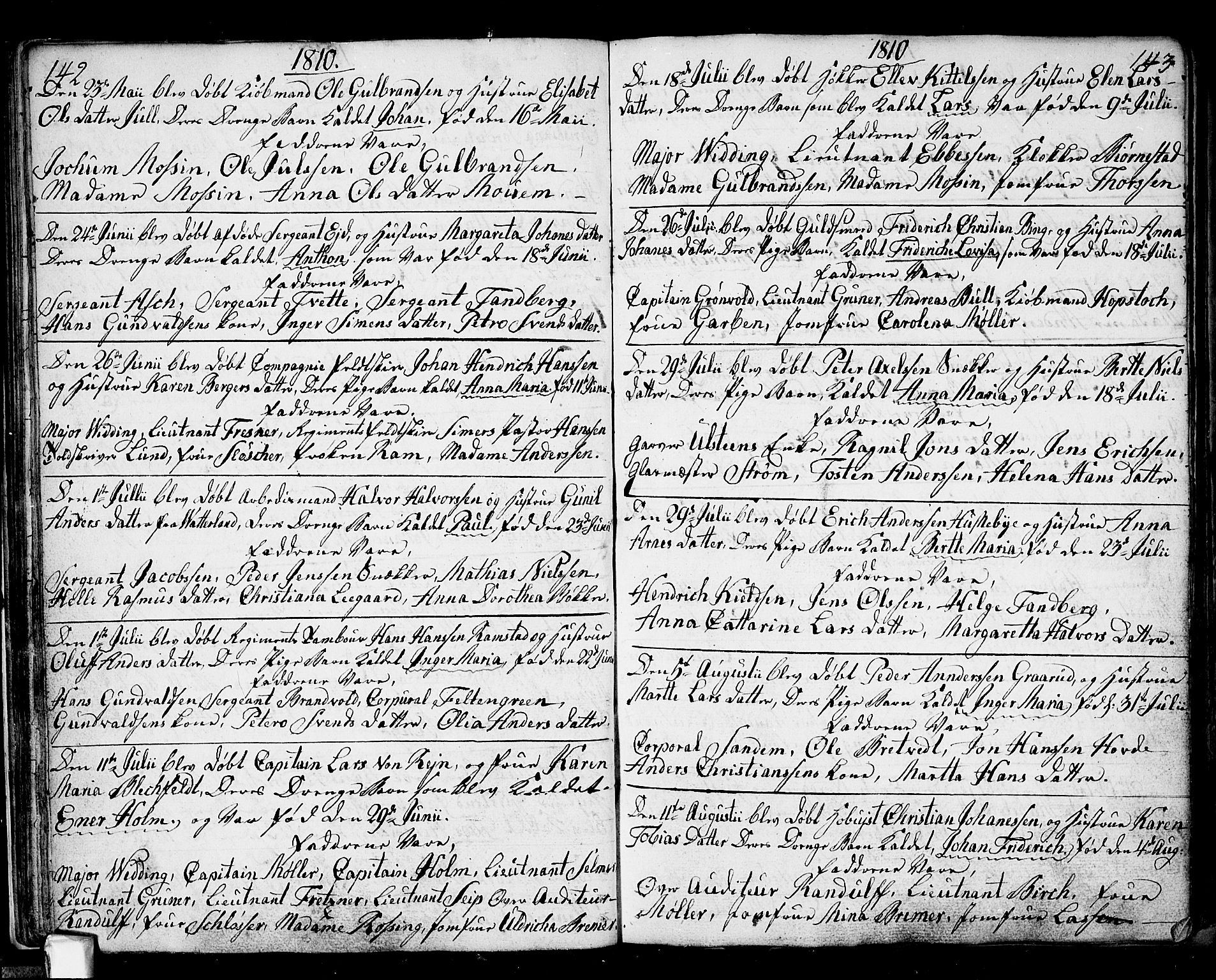 Fredrikstad prestekontor Kirkebøker, AV/SAO-A-11082/F/Fa/L0003: Parish register (official) no. 3, 1805-1816, p. 142-143