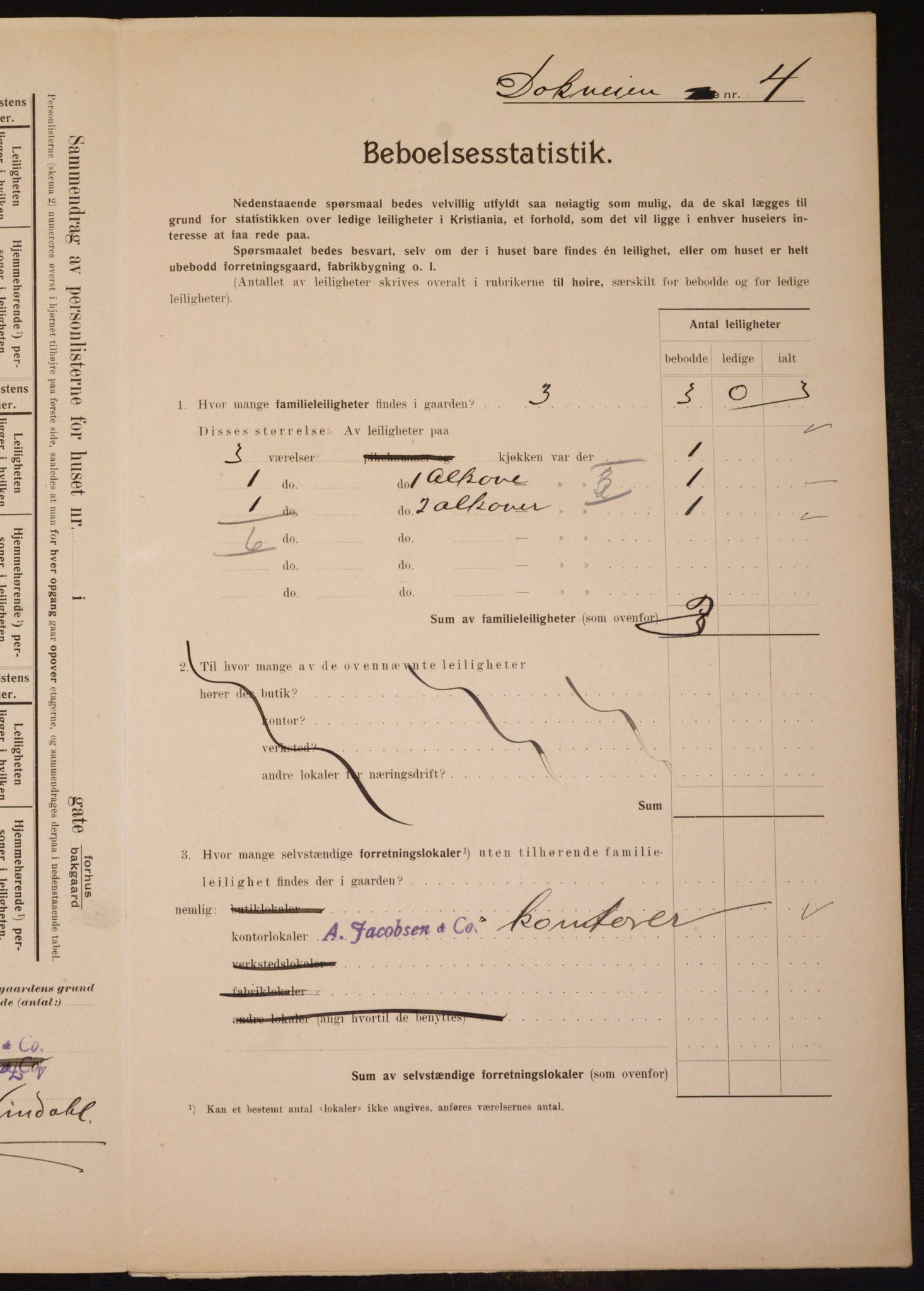 OBA, Municipal Census 1910 for Kristiania, 1910, p. 15165