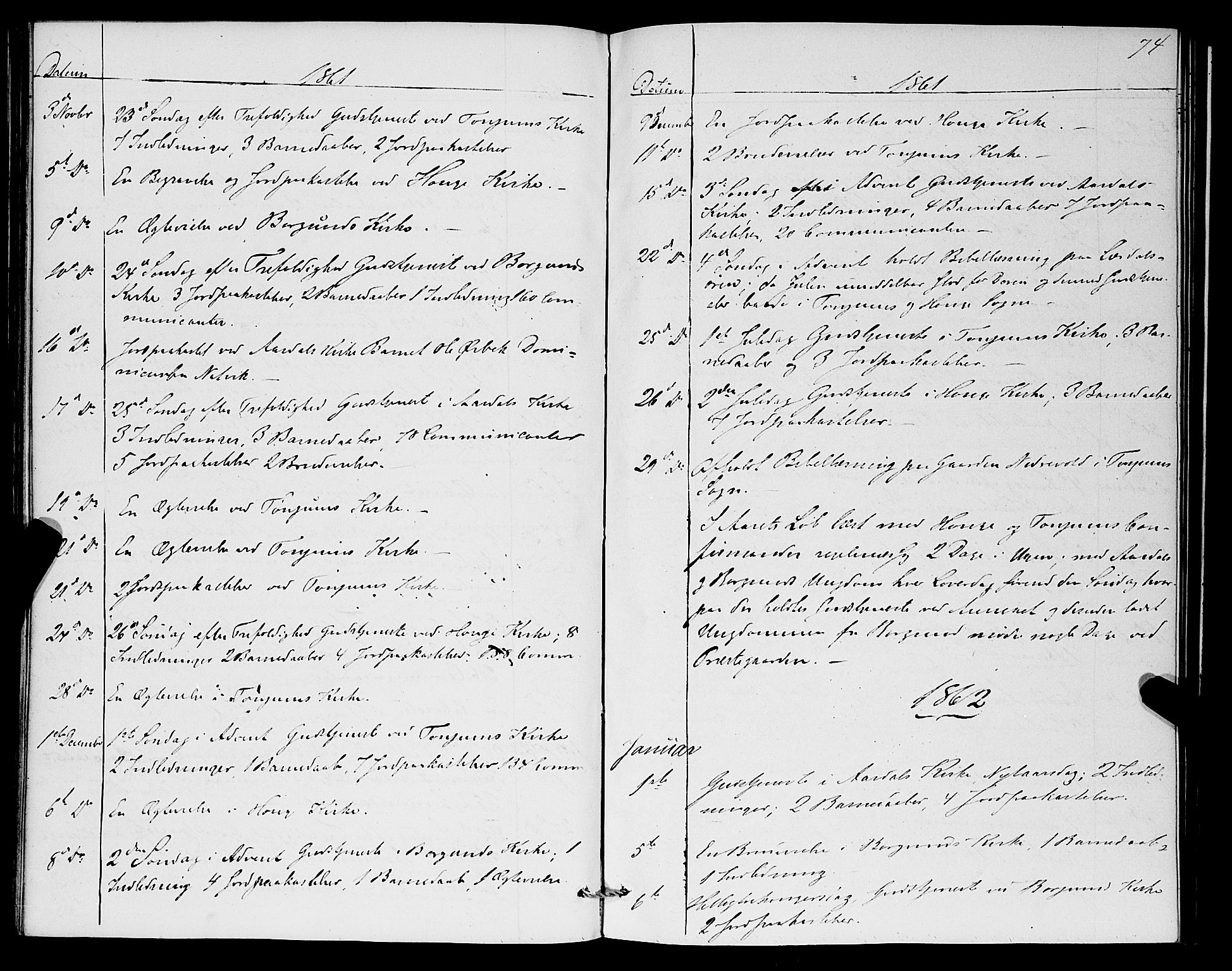 Lærdal sokneprestembete, SAB/A-81201: Parish register (official) no. A 17, 1851-1877, p. 74