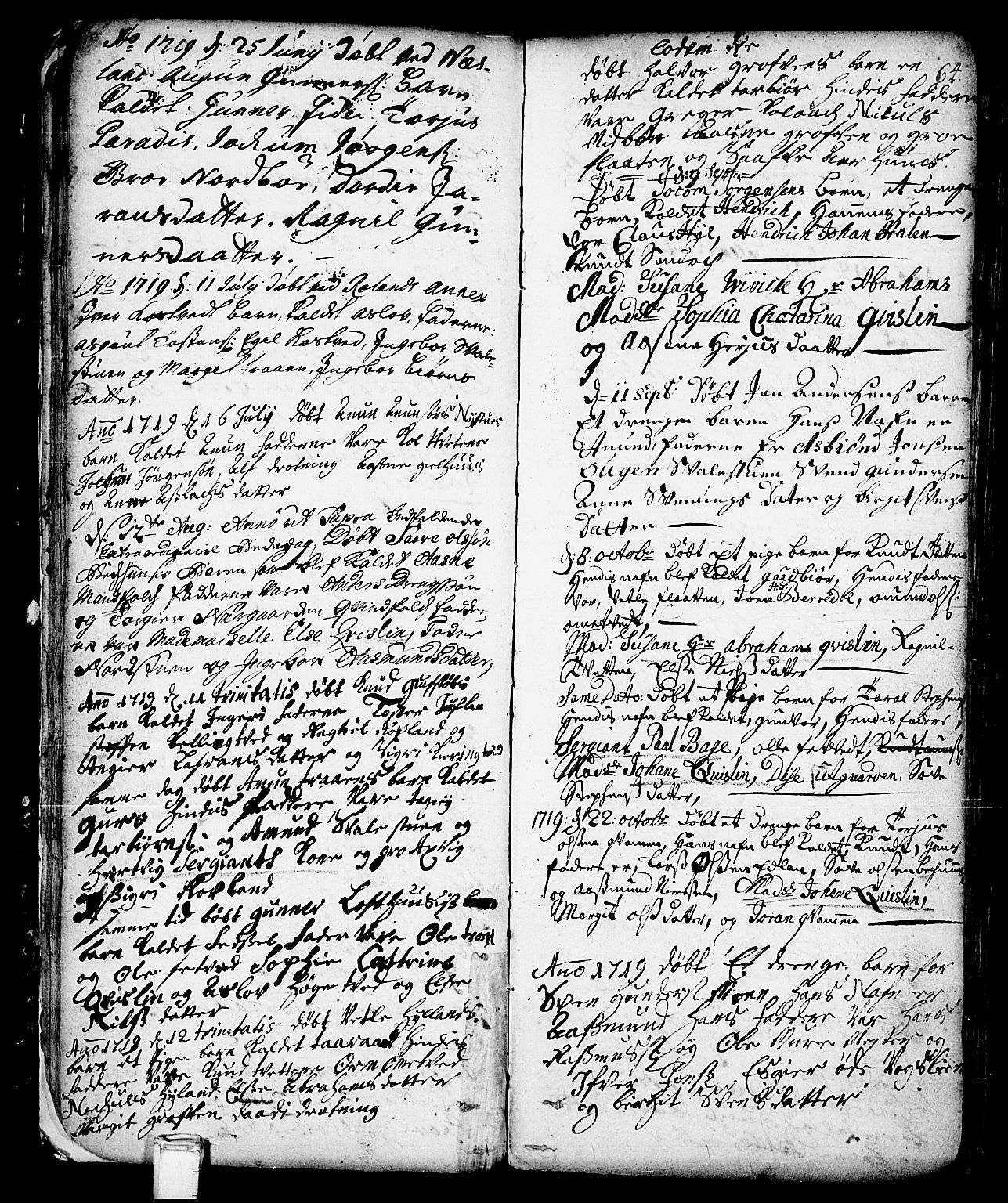 Vinje kirkebøker, SAKO/A-312/F/Fa/L0001: Parish register (official) no. I 1, 1717-1766, p. 64