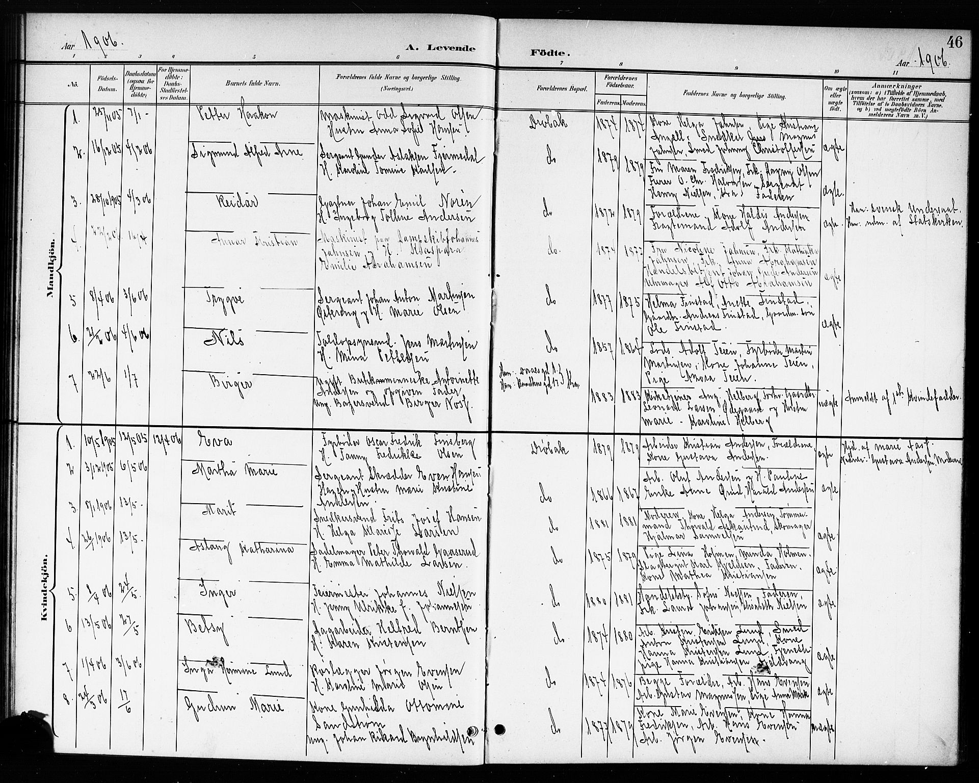 Drøbak prestekontor Kirkebøker, AV/SAO-A-10142a/G/Ga/L0001: Parish register (copy) no. I 1, 1897-1917, p. 46