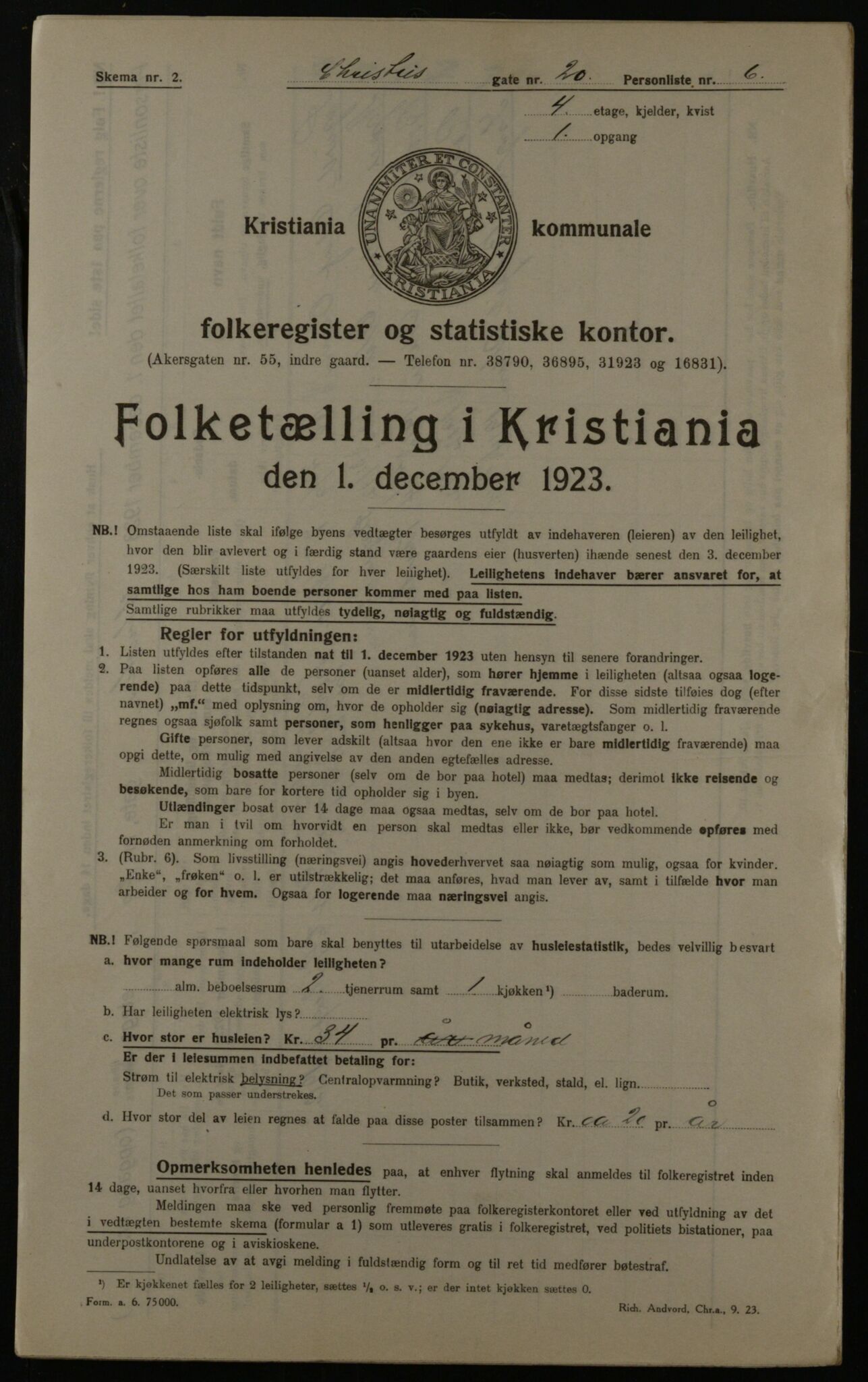 OBA, Municipal Census 1923 for Kristiania, 1923, p. 13681