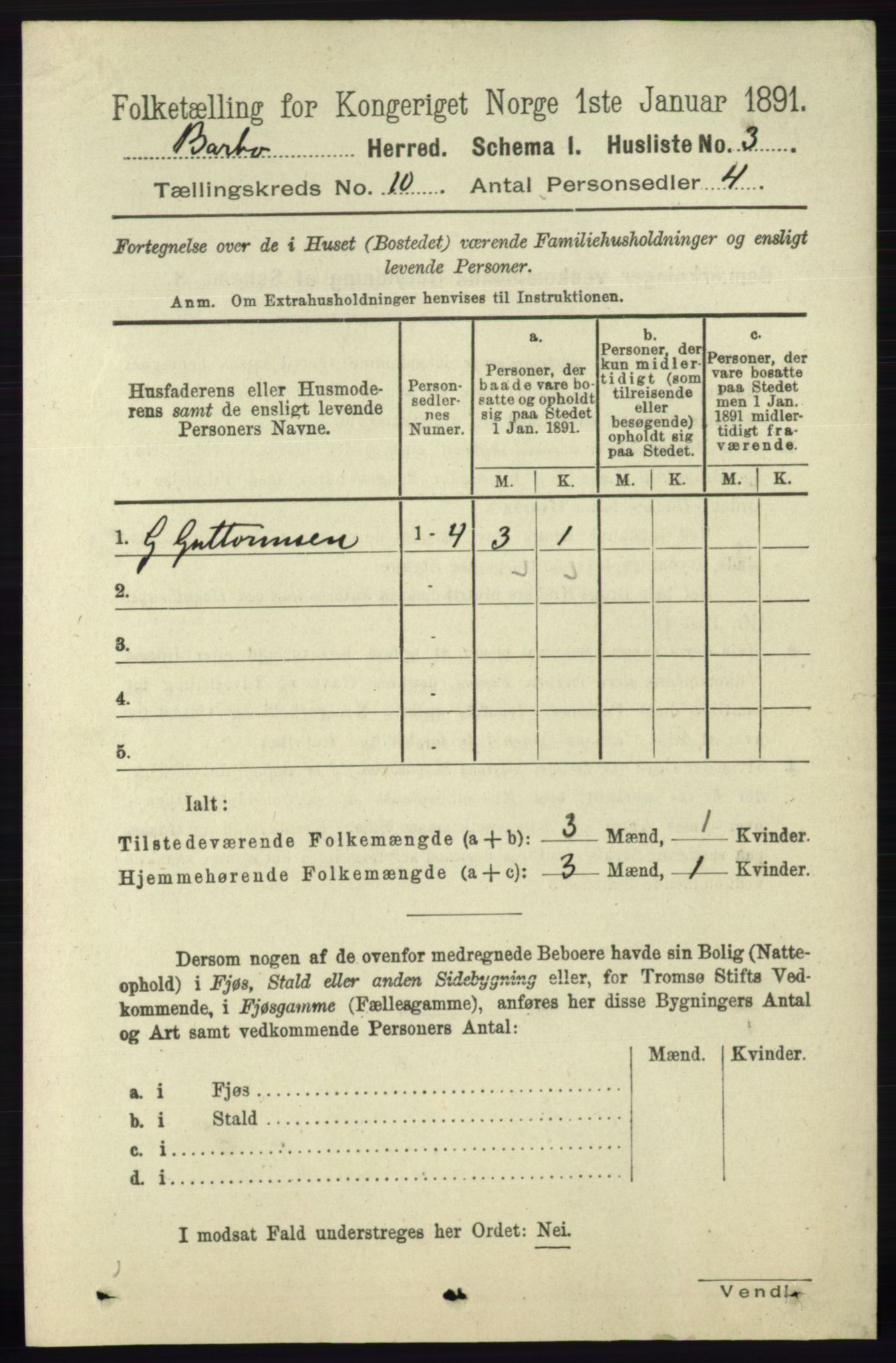 RA, 1891 census for 0990 Barbu, 1891, p. 7802