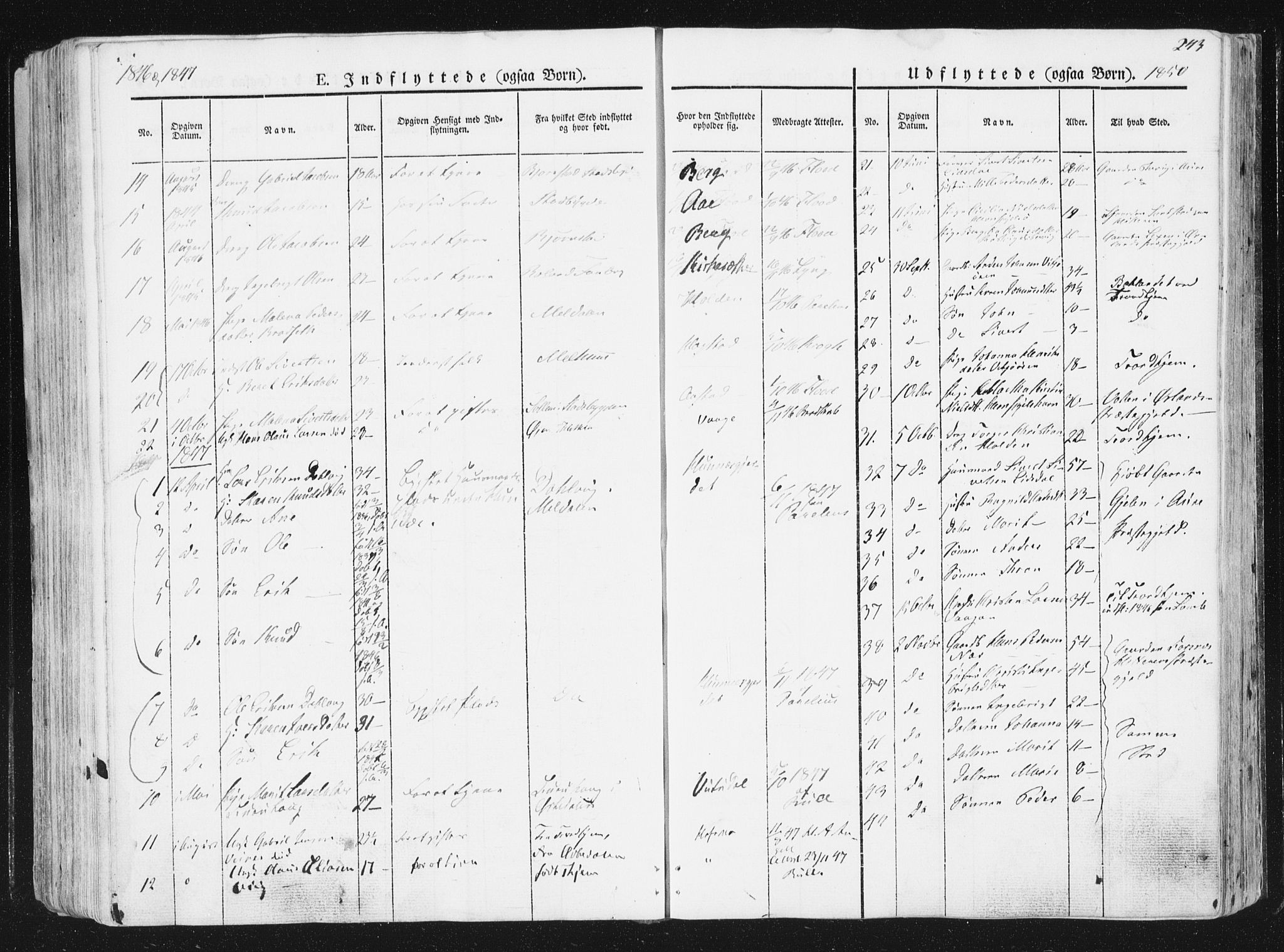 Ministerialprotokoller, klokkerbøker og fødselsregistre - Sør-Trøndelag, SAT/A-1456/630/L0493: Parish register (official) no. 630A06, 1841-1851, p. 243