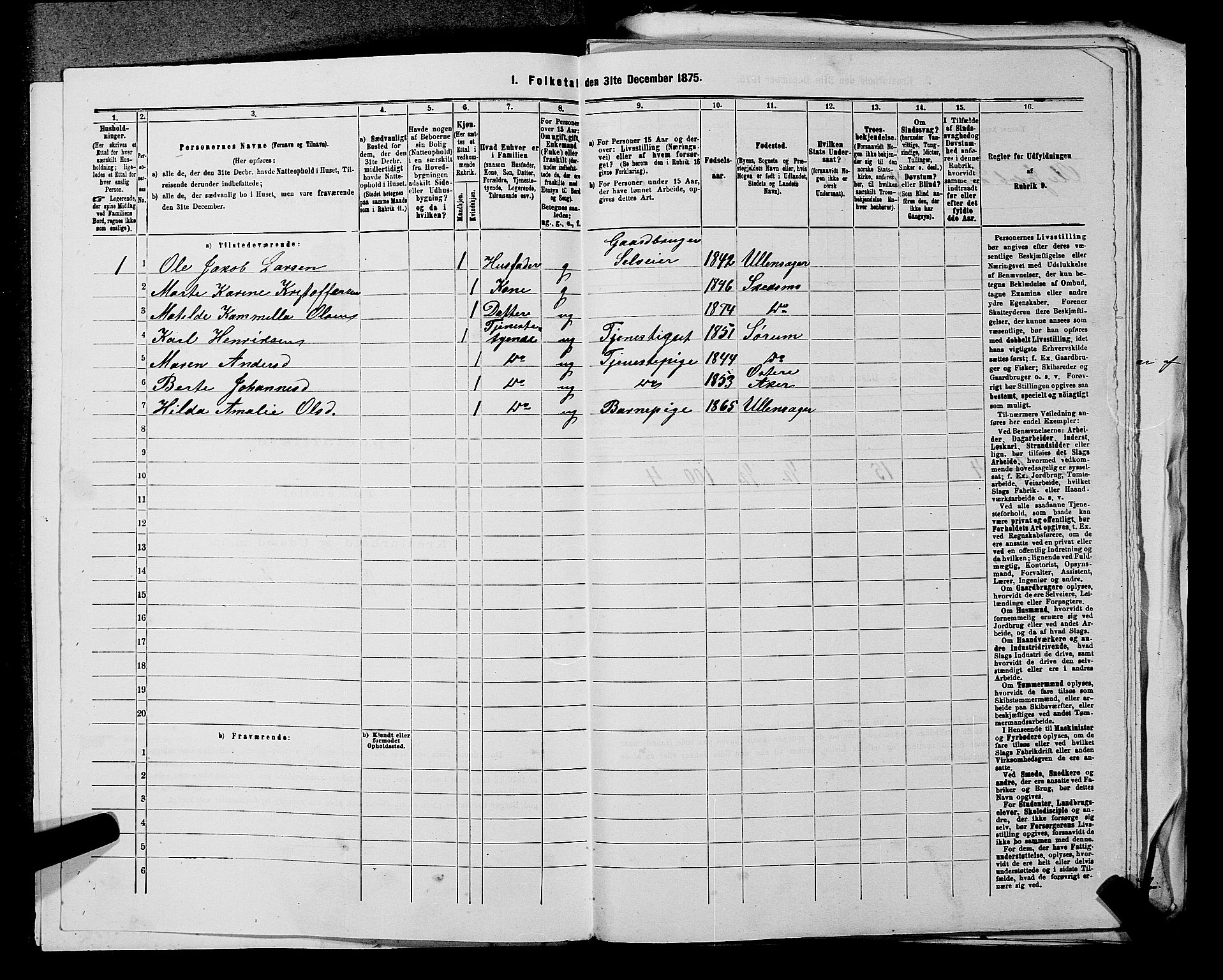 RA, 1875 census for 0231P Skedsmo, 1875, p. 121