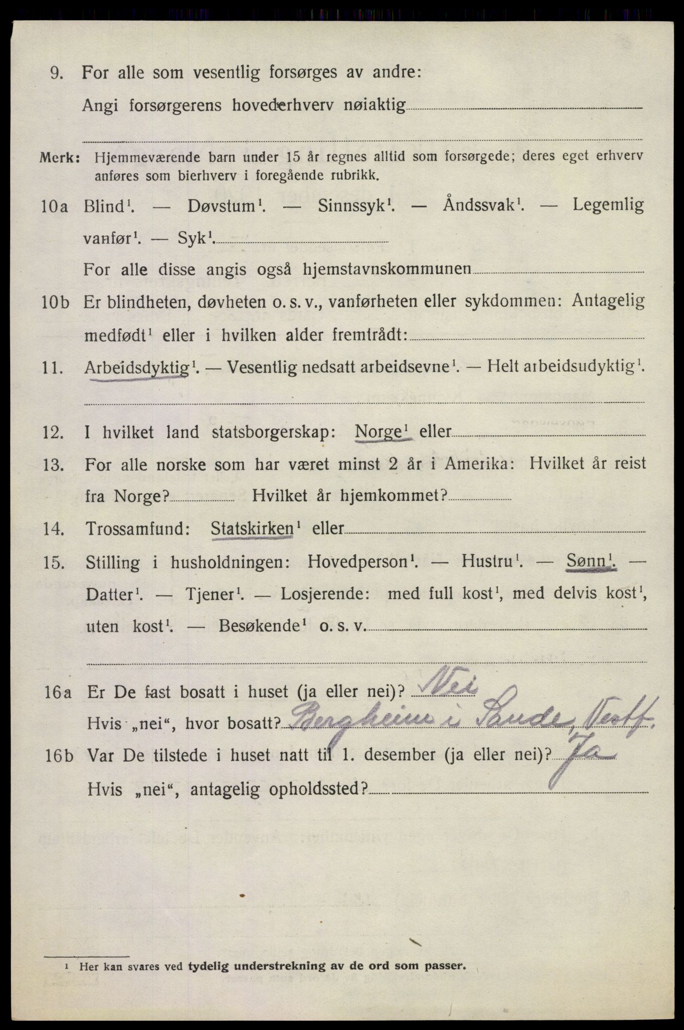 SAKO, 1920 census for Sande, 1920, p. 2347