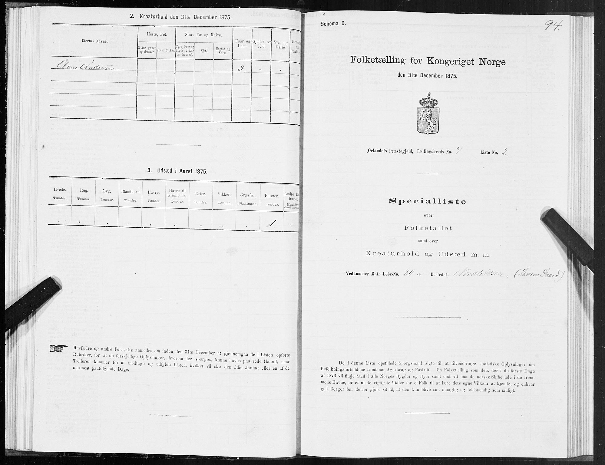 SAT, 1875 census for 1621P Ørland, 1875, p. 2094