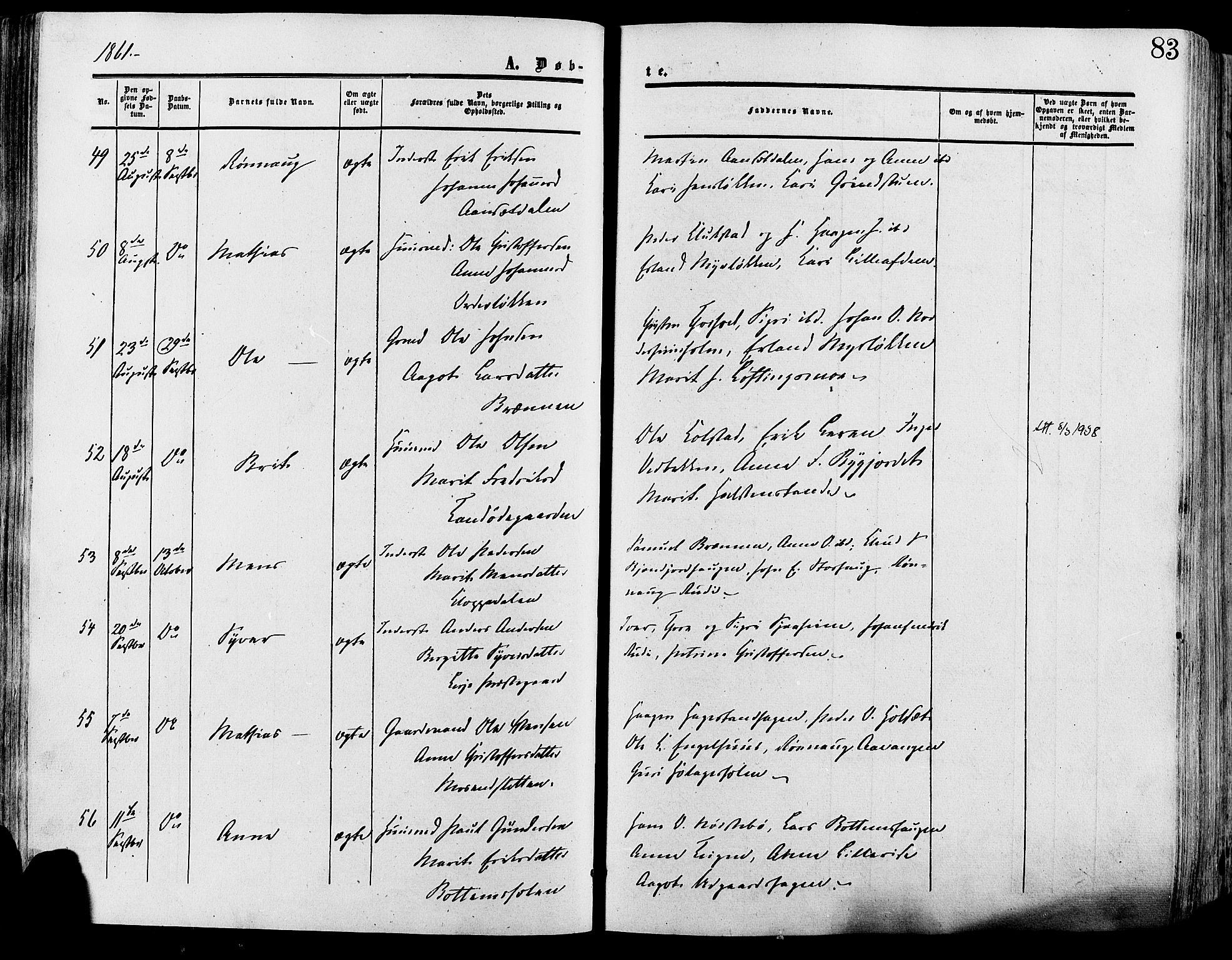 Lesja prestekontor, AV/SAH-PREST-068/H/Ha/Haa/L0008: Parish register (official) no. 8, 1854-1880, p. 83