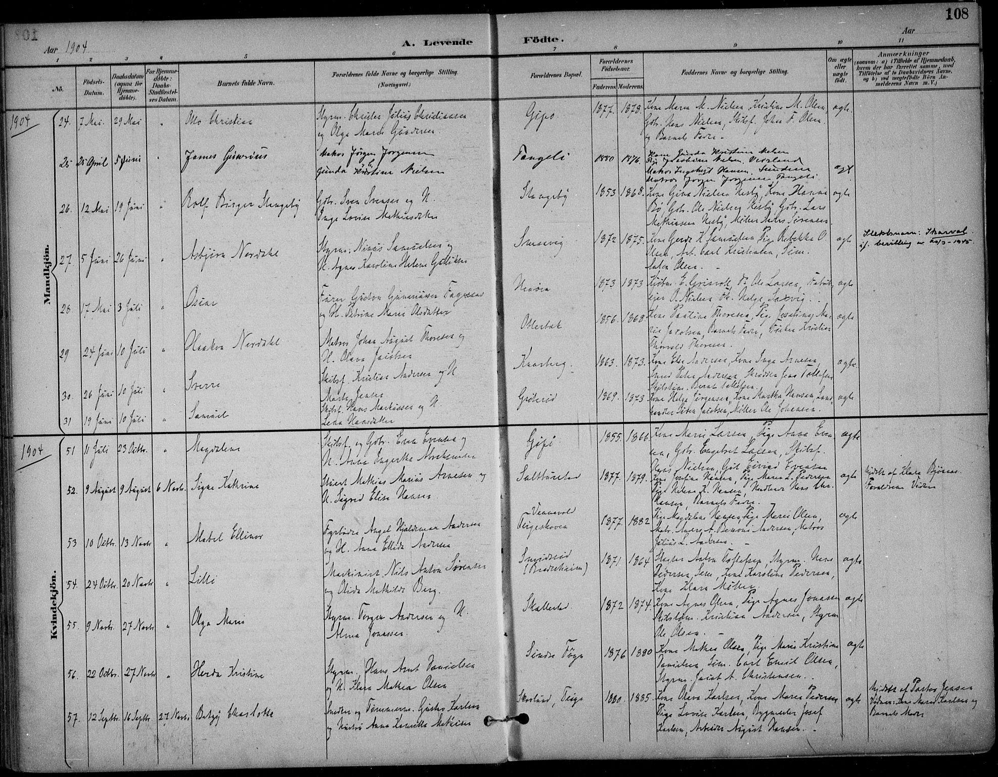 Nøtterøy kirkebøker, AV/SAKO-A-354/F/Fa/L0009: Parish register (official) no. I 9, 1894-1907, p. 108