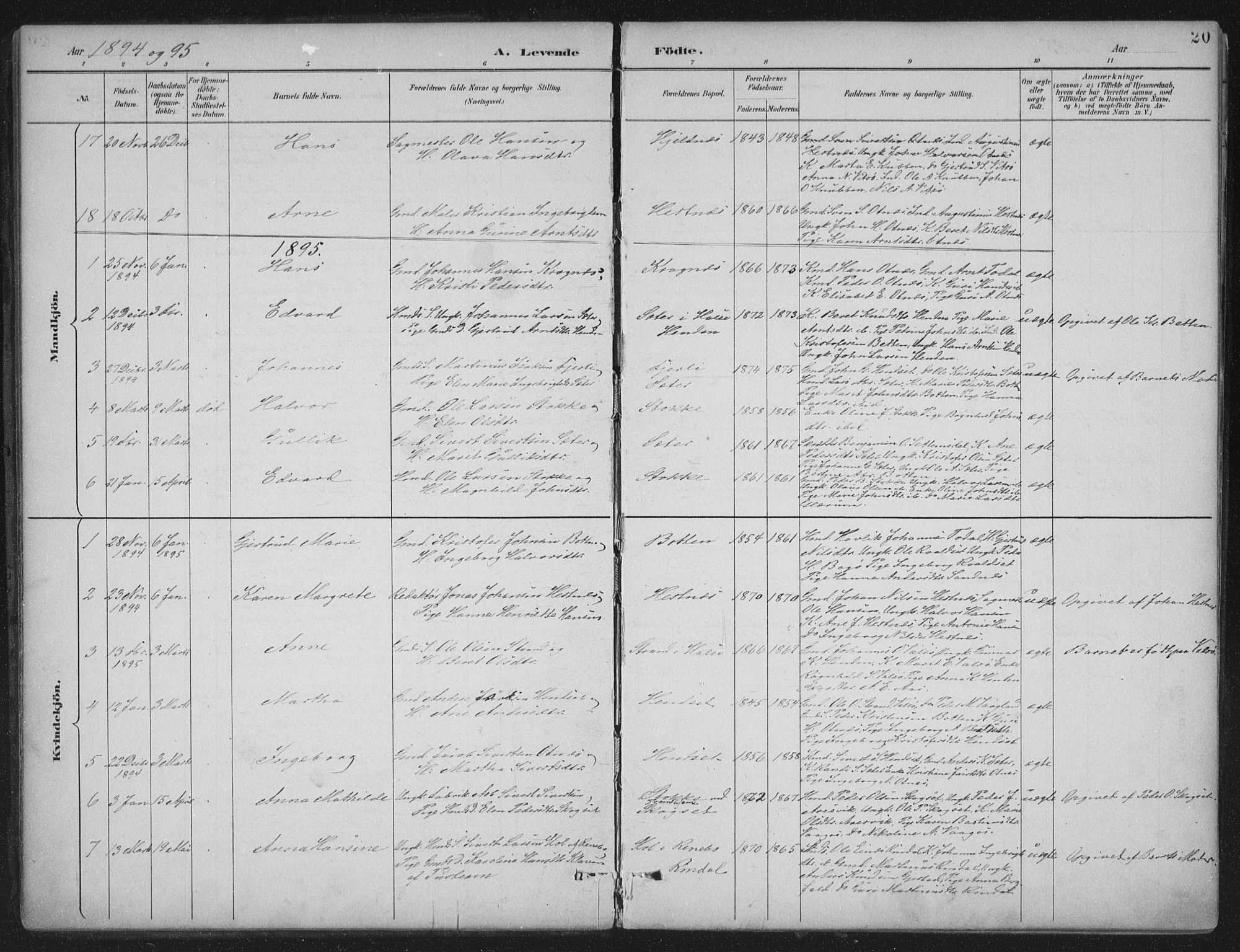 Ministerialprotokoller, klokkerbøker og fødselsregistre - Møre og Romsdal, AV/SAT-A-1454/580/L0925: Parish register (official) no. 580A02, 1888-1913, p. 20