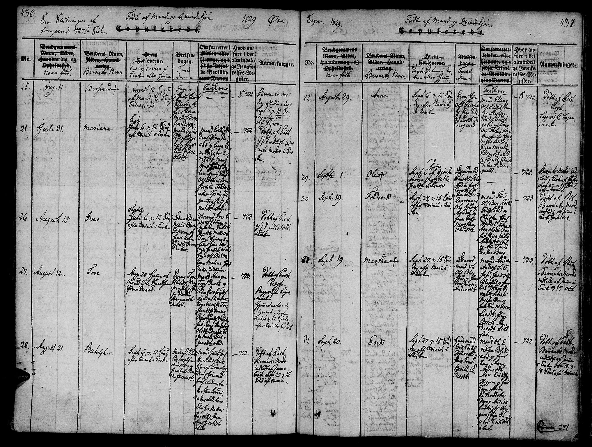 Ministerialprotokoller, klokkerbøker og fødselsregistre - Møre og Romsdal, AV/SAT-A-1454/586/L0982: Parish register (official) no. 586A08, 1819-1829, p. 436-437