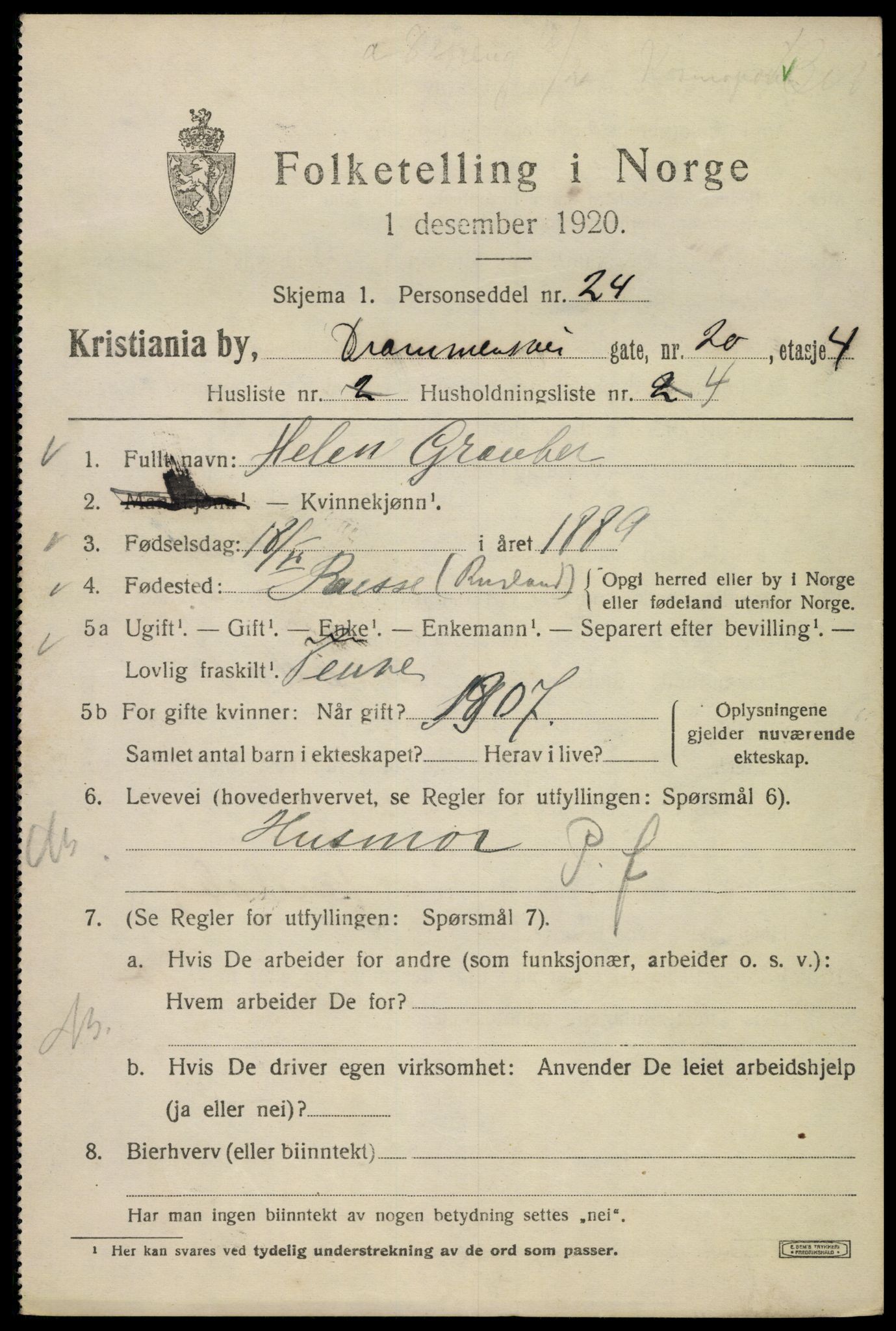 SAO, 1920 census for Kristiania, 1920, p. 201179