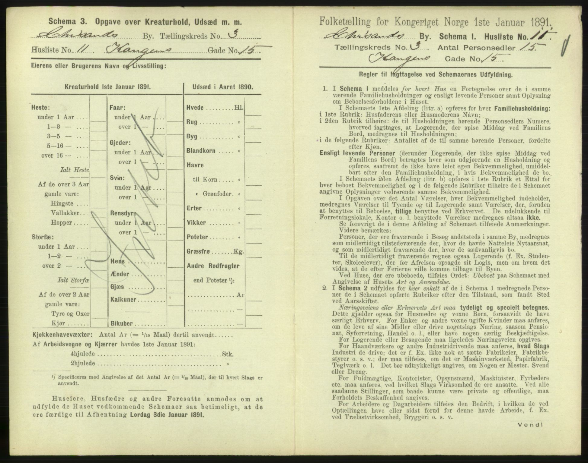 RA, 1891 census for 1001 Kristiansand, 1891, p. 314