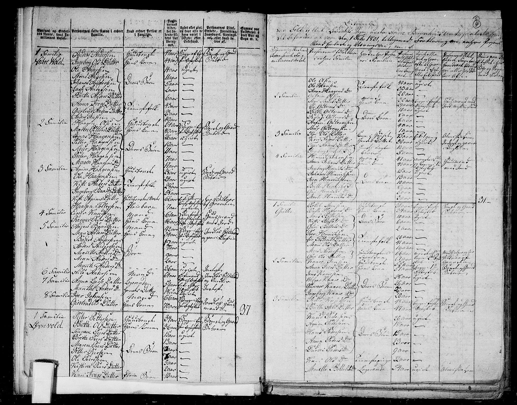 RA, 1801 census for 1422P Lærdal, 1801, p. 3b-4a