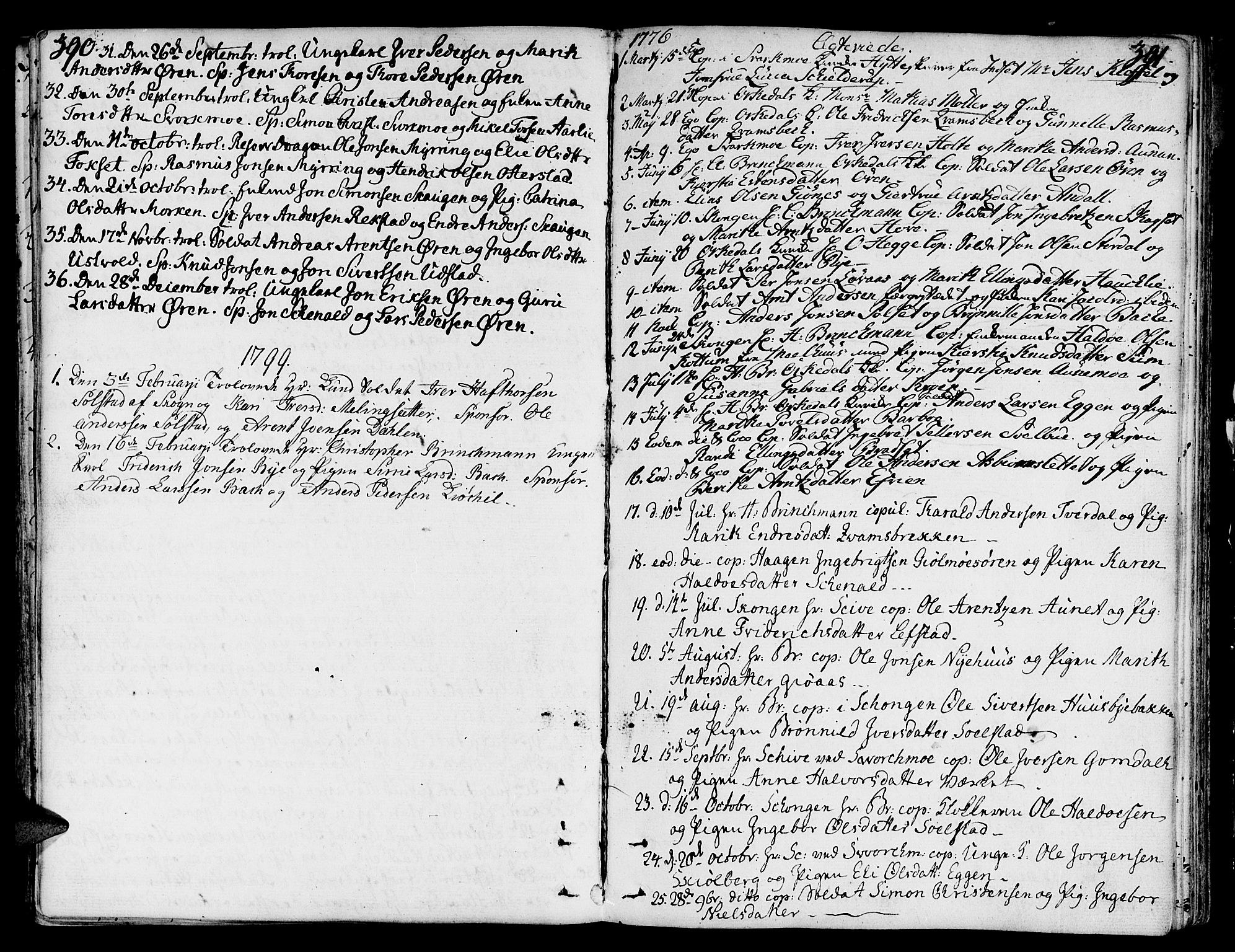 Ministerialprotokoller, klokkerbøker og fødselsregistre - Sør-Trøndelag, SAT/A-1456/668/L0802: Parish register (official) no. 668A02, 1776-1799, p. 390-391