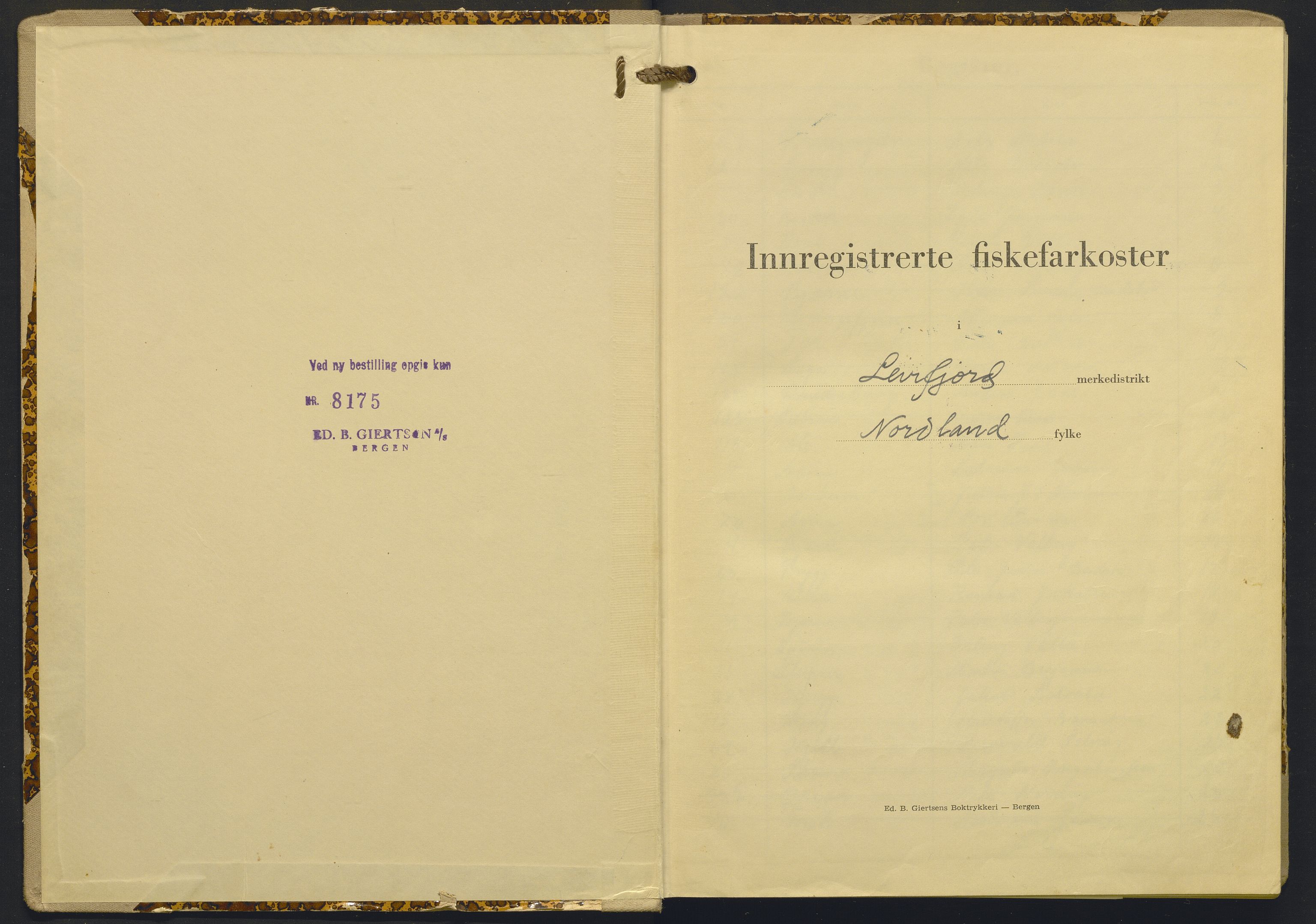 Fiskeridirektoratet - 1 Adm. ledelse - 13 Båtkontoret, AV/SAB-A-2003/I/Ia/Iac/L0101: 135.0335/3 Merkeprotokoll - Leirfjord, 1950-1964