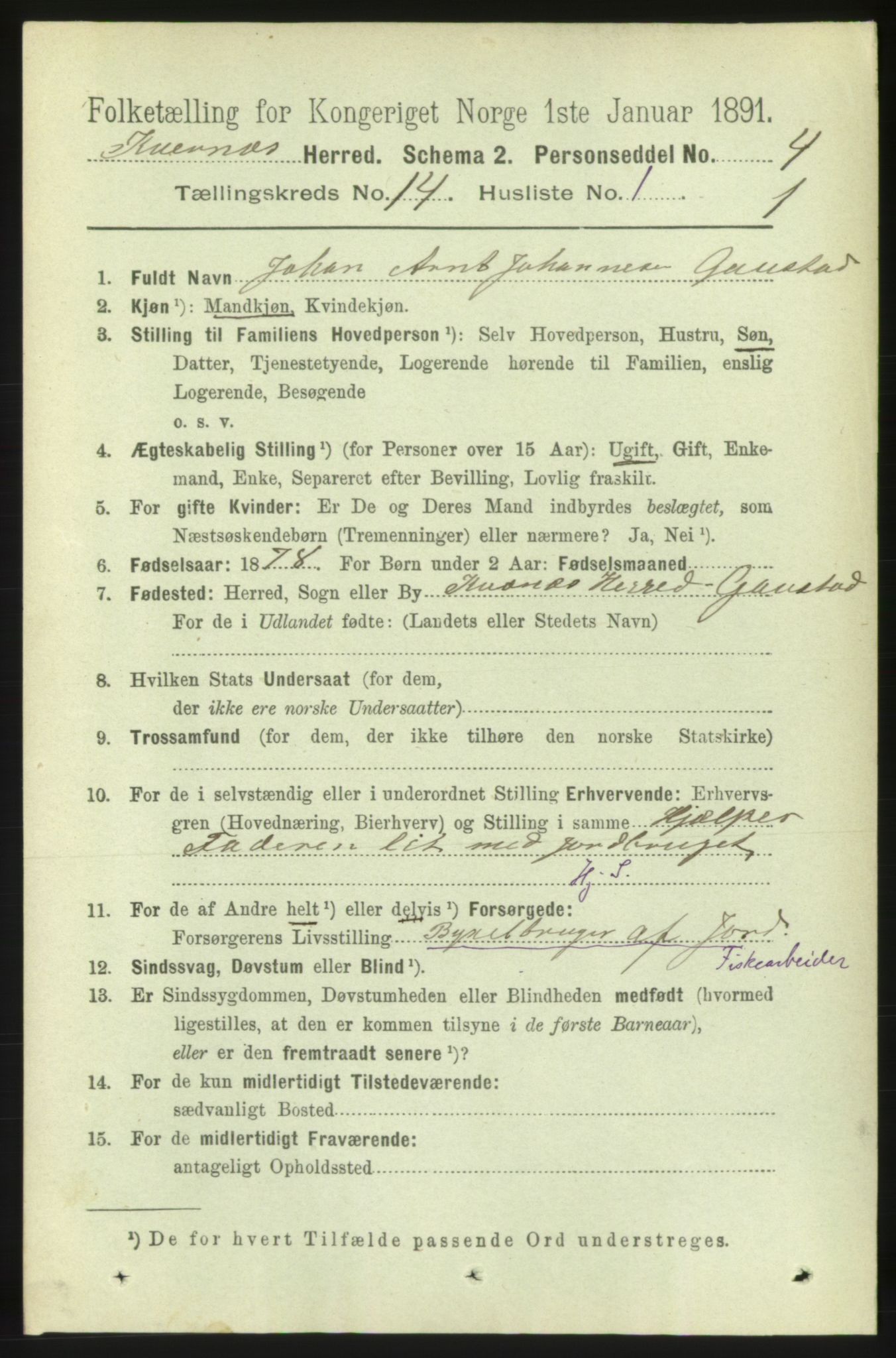 RA, 1891 census for 1553 Kvernes, 1891, p. 5725