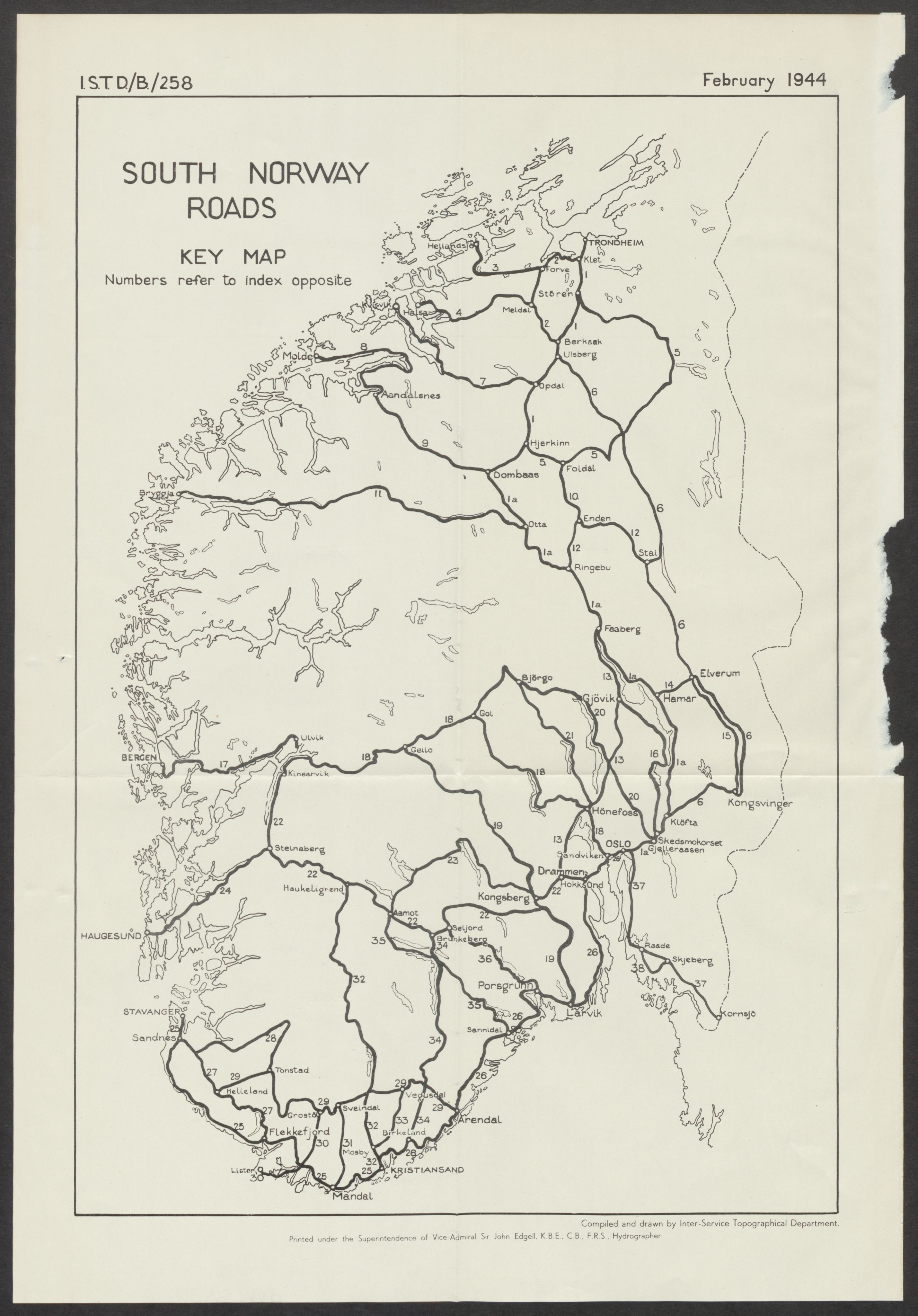 Forsvaret, Forsvarets overkommando II, AV/RA-RAFA-3915/D/Dd/L0018: Sør-Norge, veier, 1943-1945, p. 3