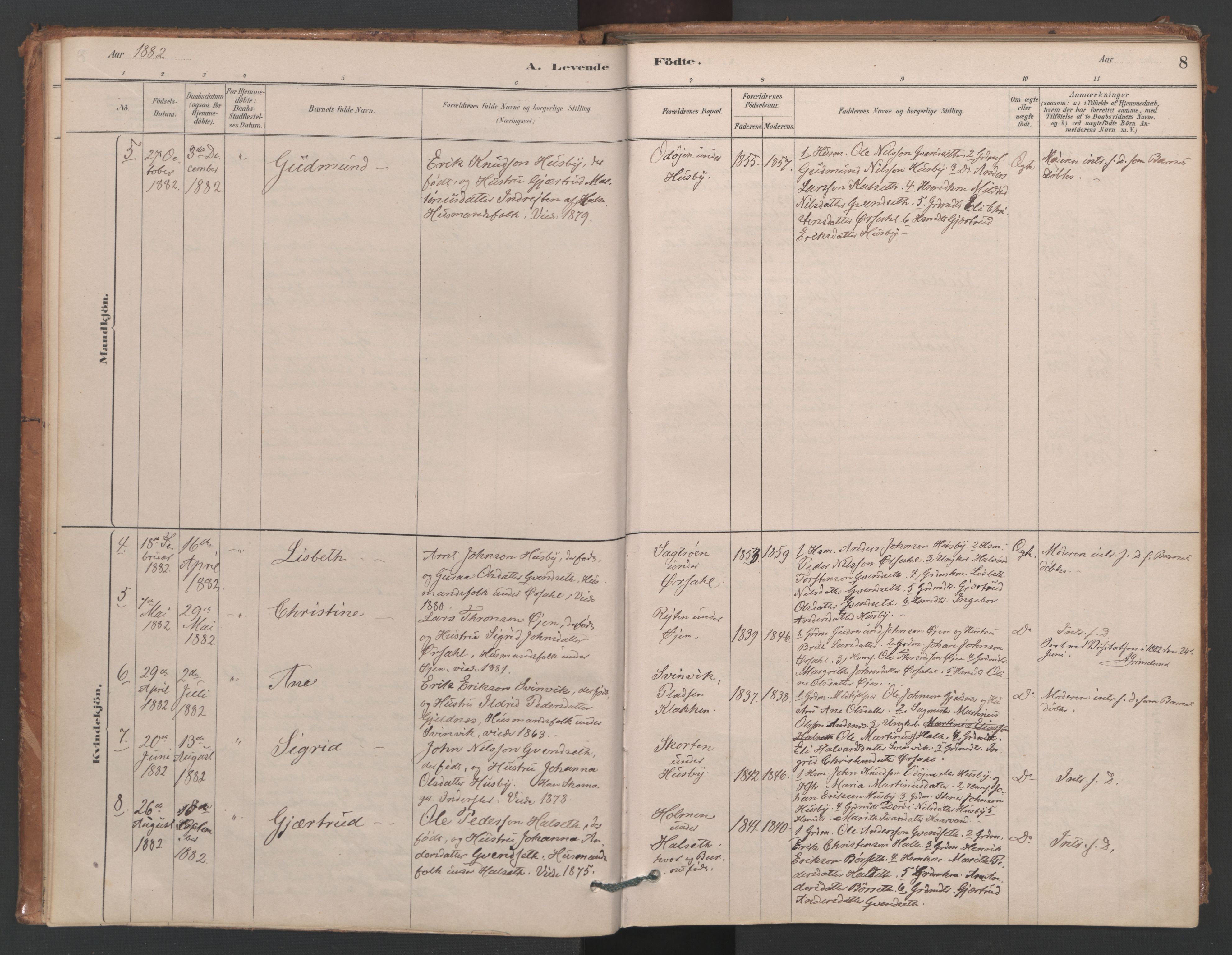 Ministerialprotokoller, klokkerbøker og fødselsregistre - Møre og Romsdal, SAT/A-1454/593/L1034: Parish register (official) no. 593A01, 1879-1911, p. 8