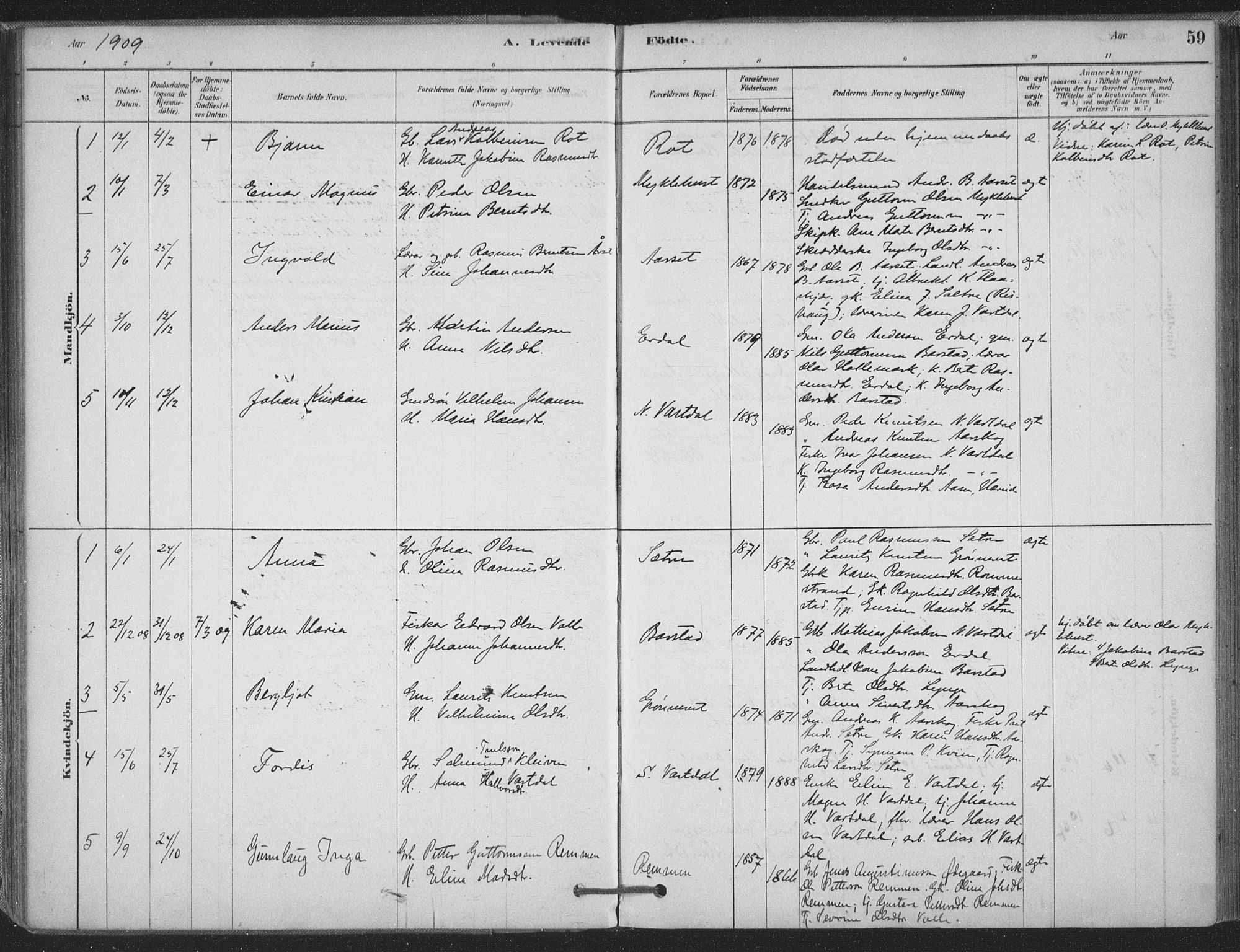 Ministerialprotokoller, klokkerbøker og fødselsregistre - Møre og Romsdal, AV/SAT-A-1454/514/L0199: Parish register (official) no. 514A01, 1878-1912, p. 59