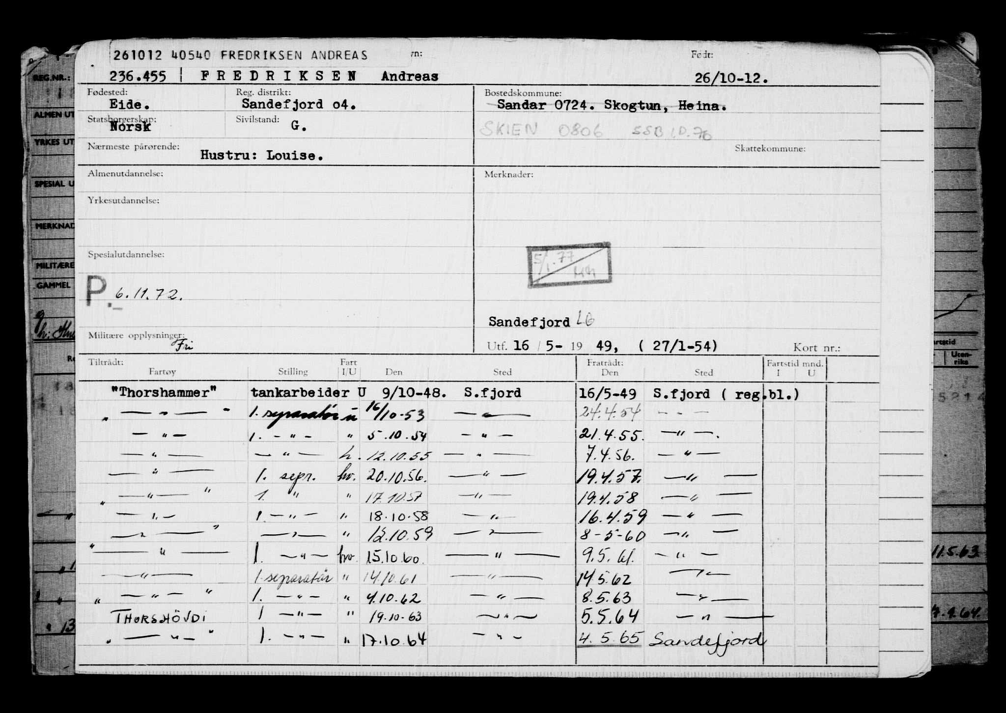 Direktoratet for sjømenn, AV/RA-S-3545/G/Gb/L0108: Hovedkort, 1912, p. 234