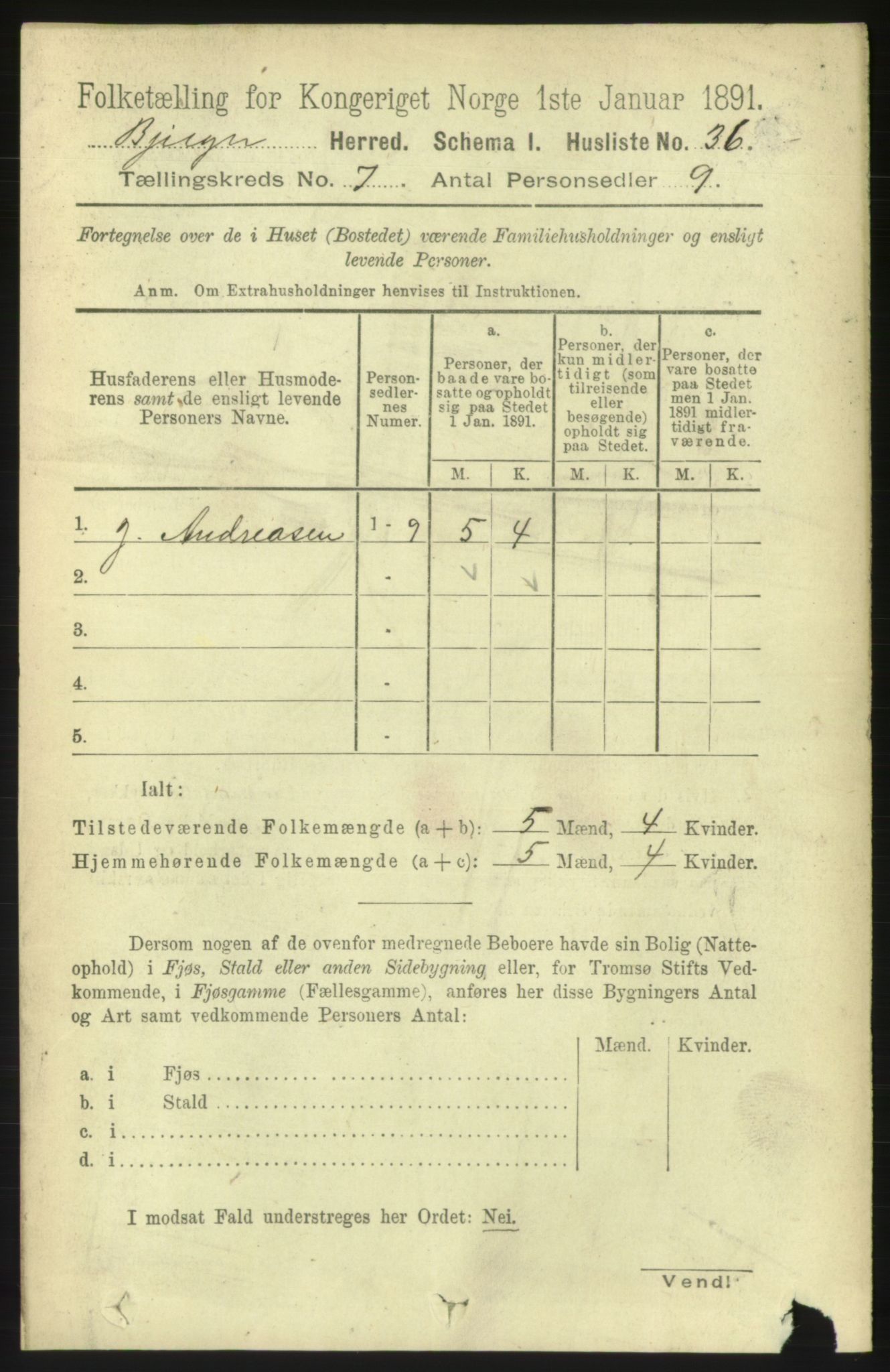 RA, 1891 census for 1627 Bjugn, 1891, p. 1835