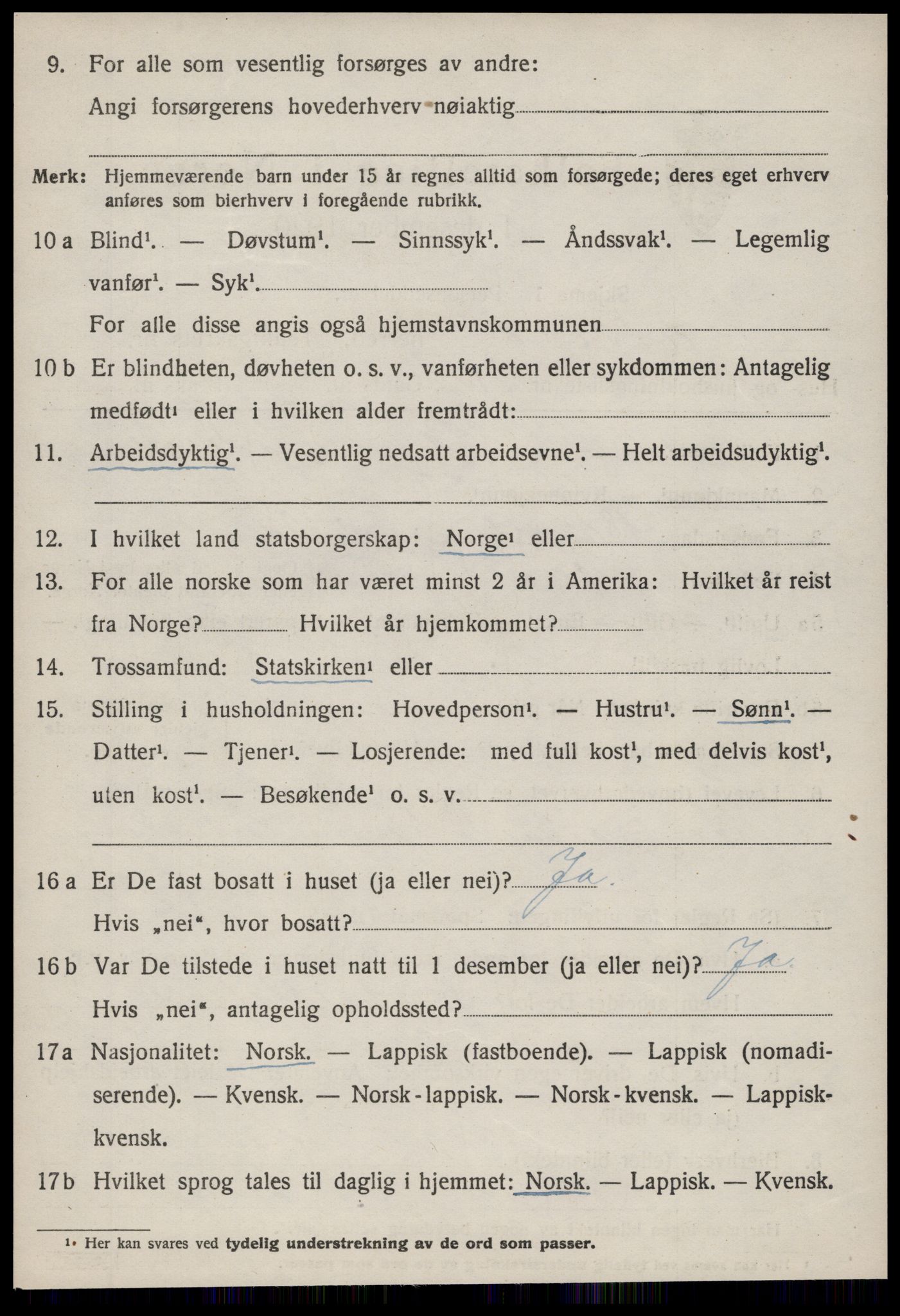 SAT, 1920 census for Sandstad, 1920, p. 1088