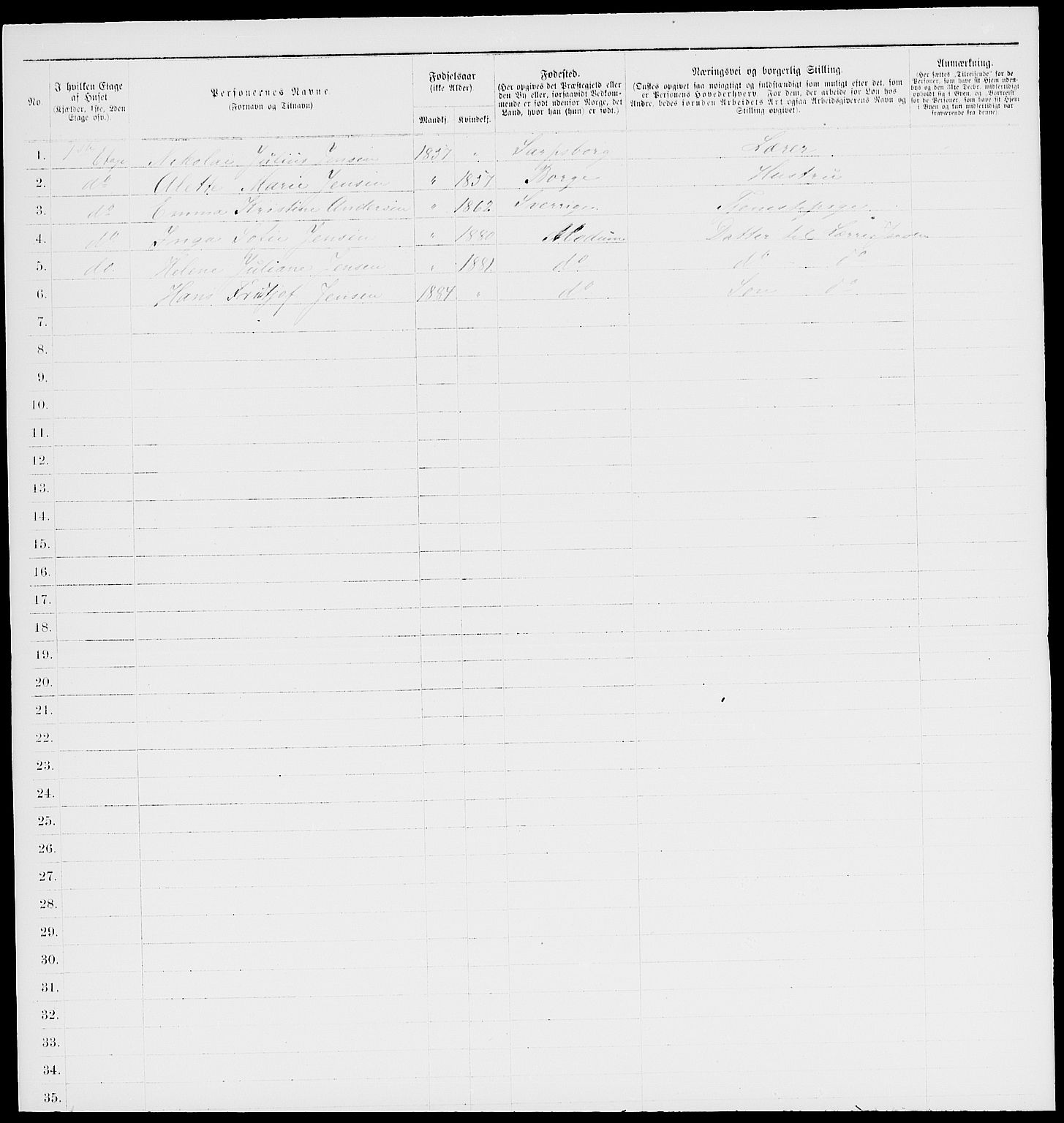 RA, 1885 census for 0204 Hølen, 1885, p. 10