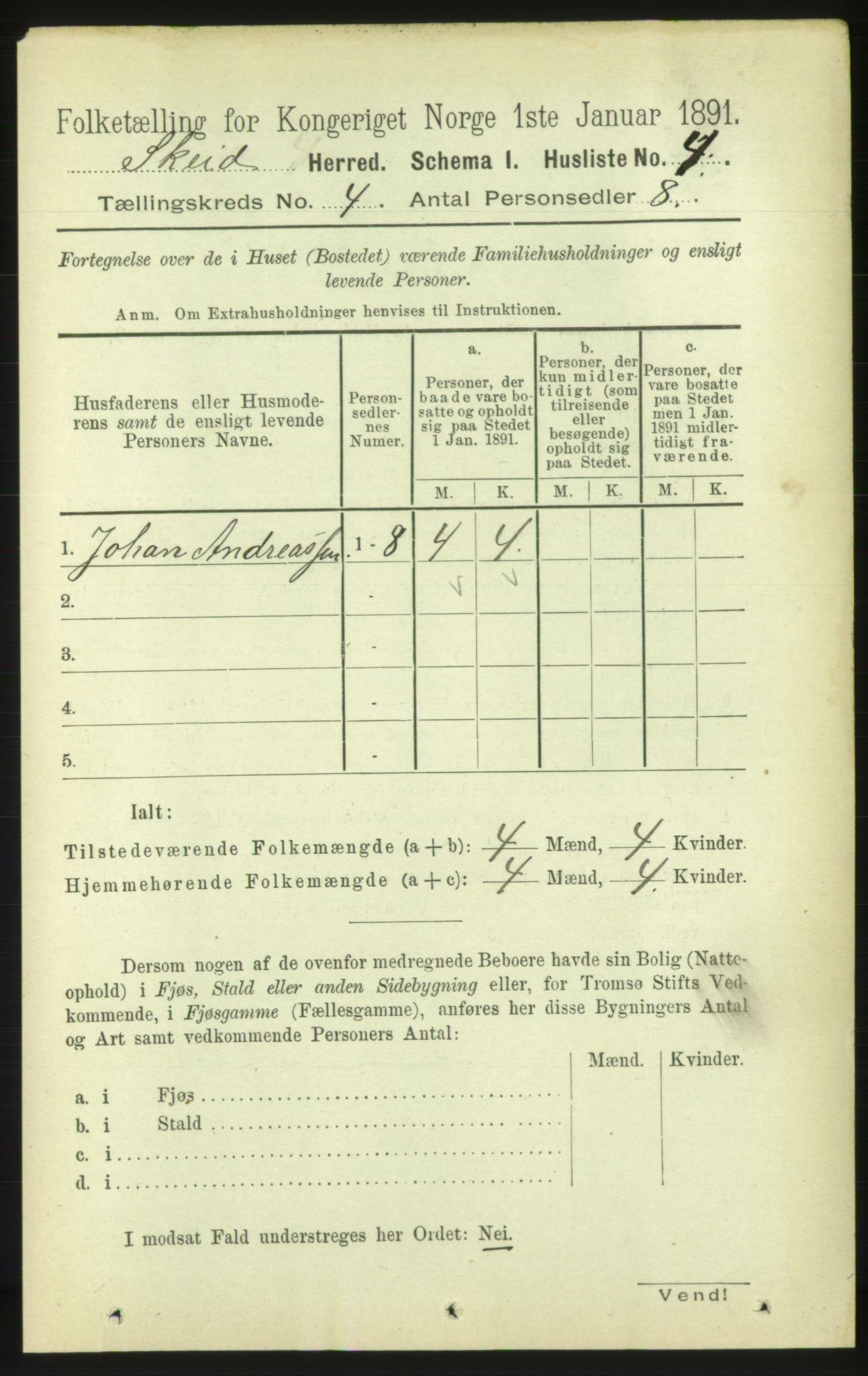 RA, 1891 census for 1732 Skei, 1891, p. 1307