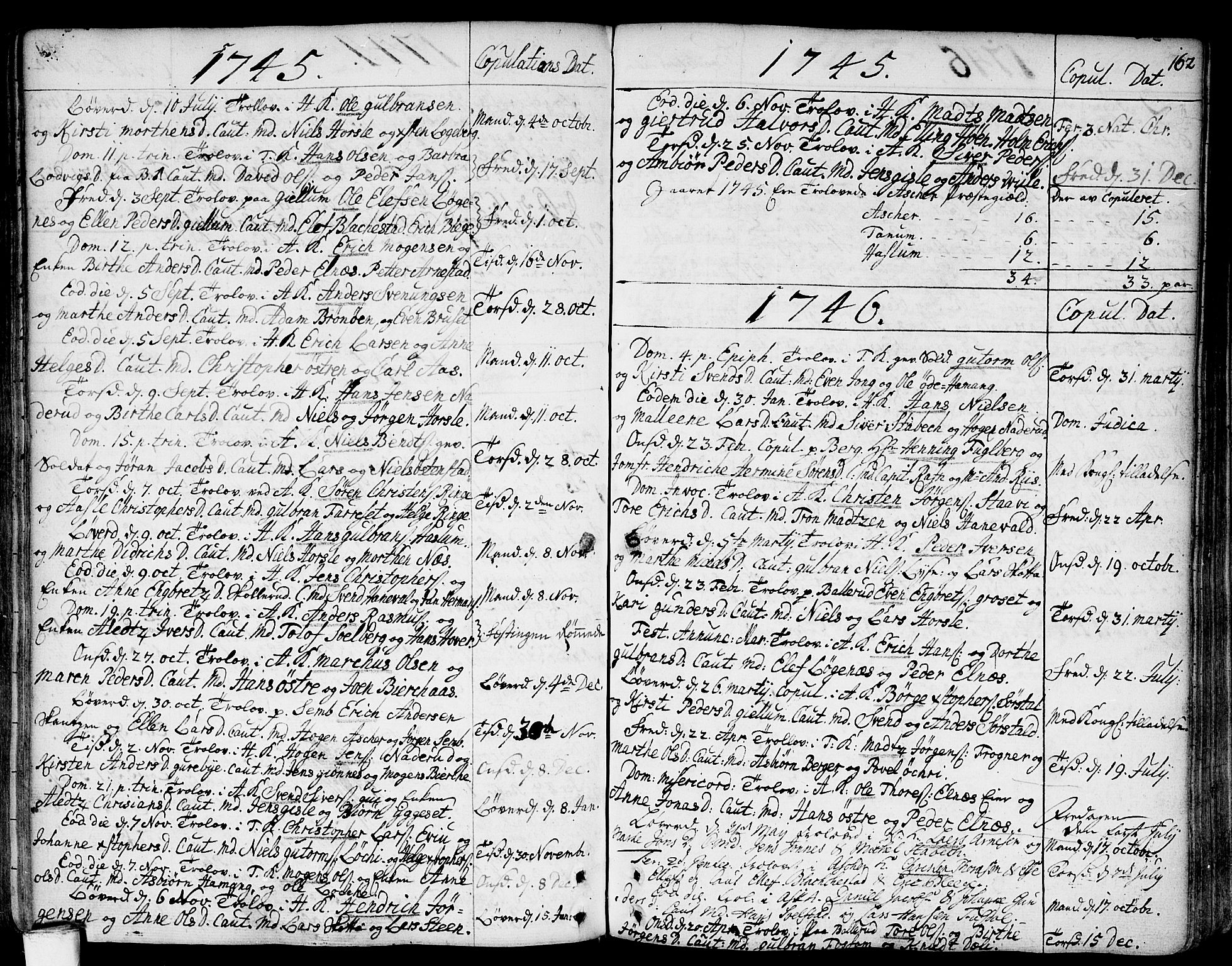 Asker prestekontor Kirkebøker, AV/SAO-A-10256a/F/Fa/L0002: Parish register (official) no. I 2, 1733-1766, p. 162