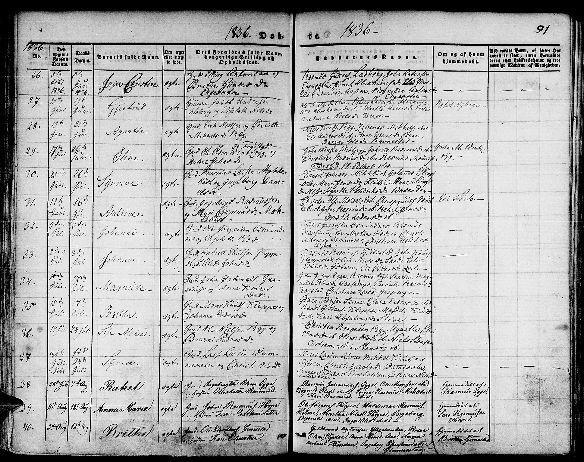 Gloppen sokneprestembete, AV/SAB-A-80101/H/Haa/Haaa/L0007: Parish register (official) no. A 7, 1827-1837, p. 91