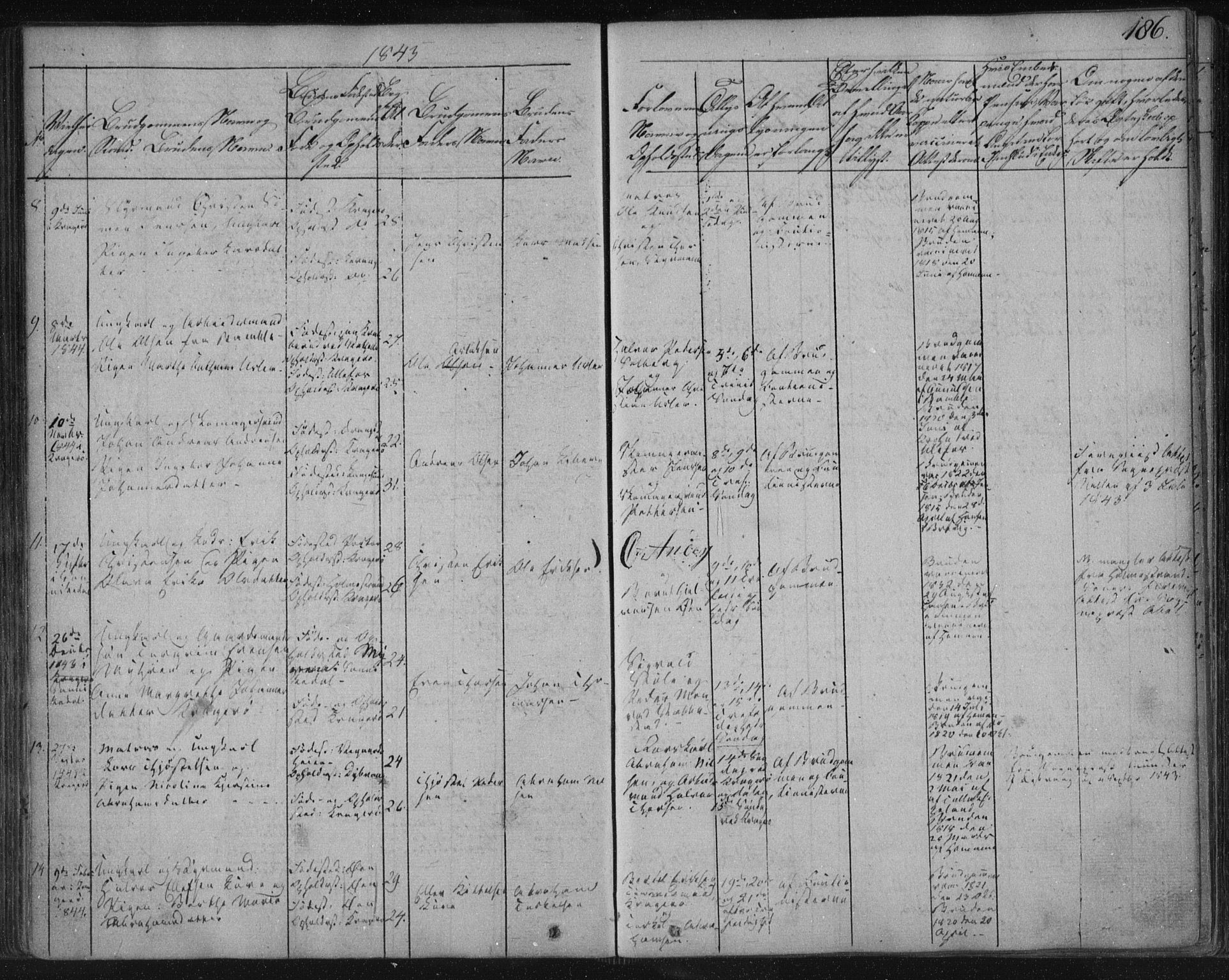 Kragerø kirkebøker, AV/SAKO-A-278/F/Fa/L0005: Parish register (official) no. 5, 1832-1847, p. 186