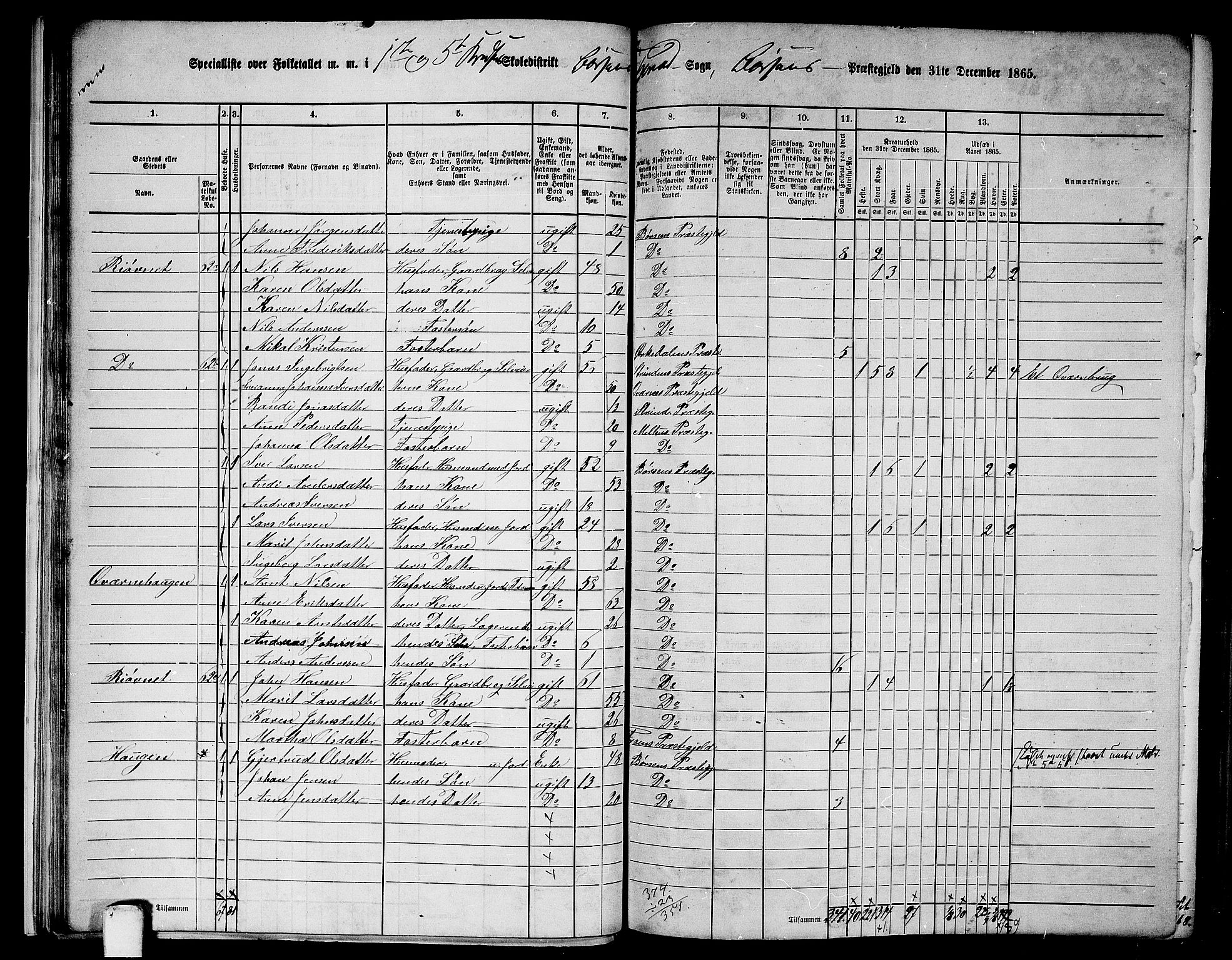 RA, 1865 census for Børsa, 1865, p. 22