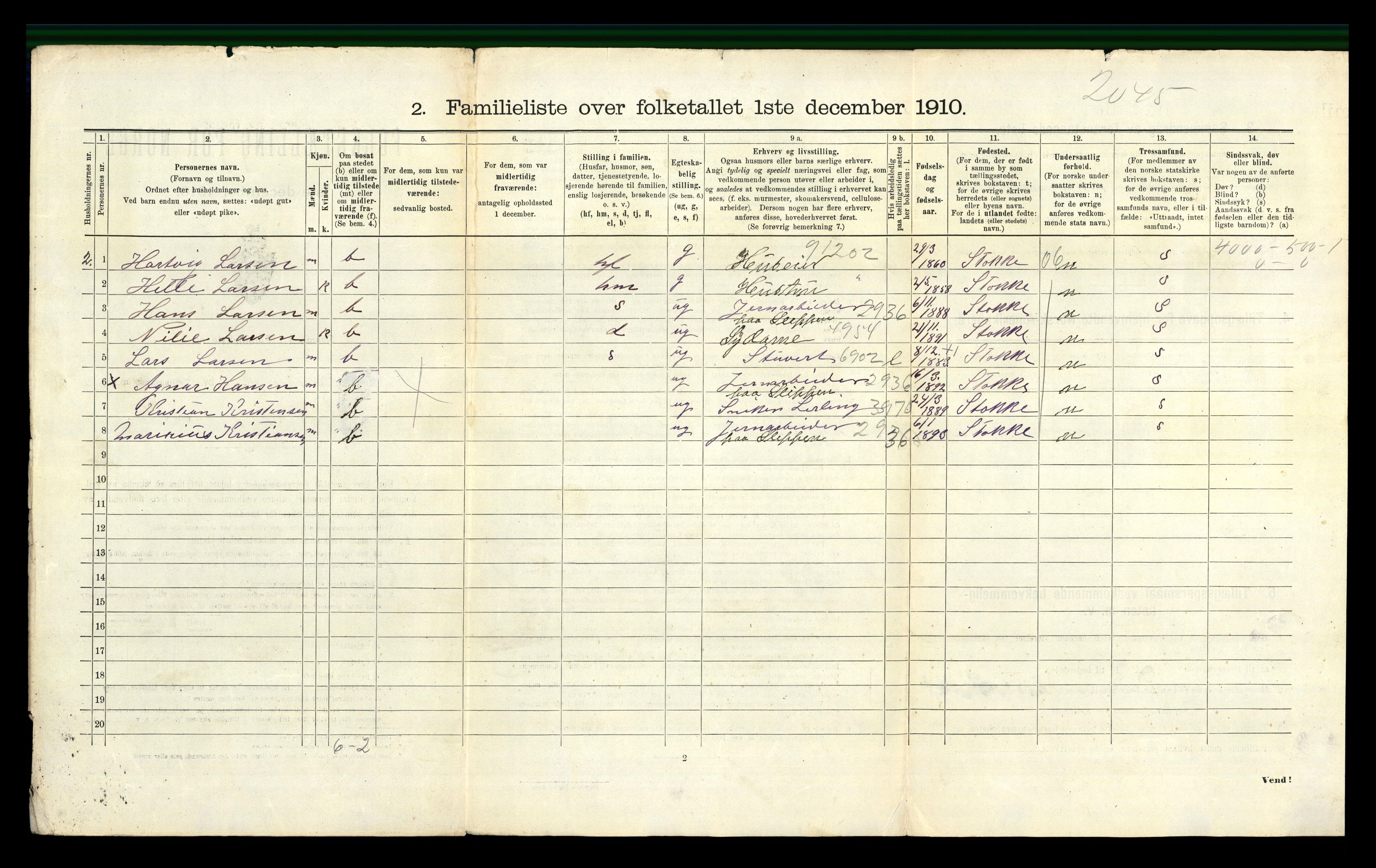 RA, 1910 census for Tønsberg, 1910, p. 1368