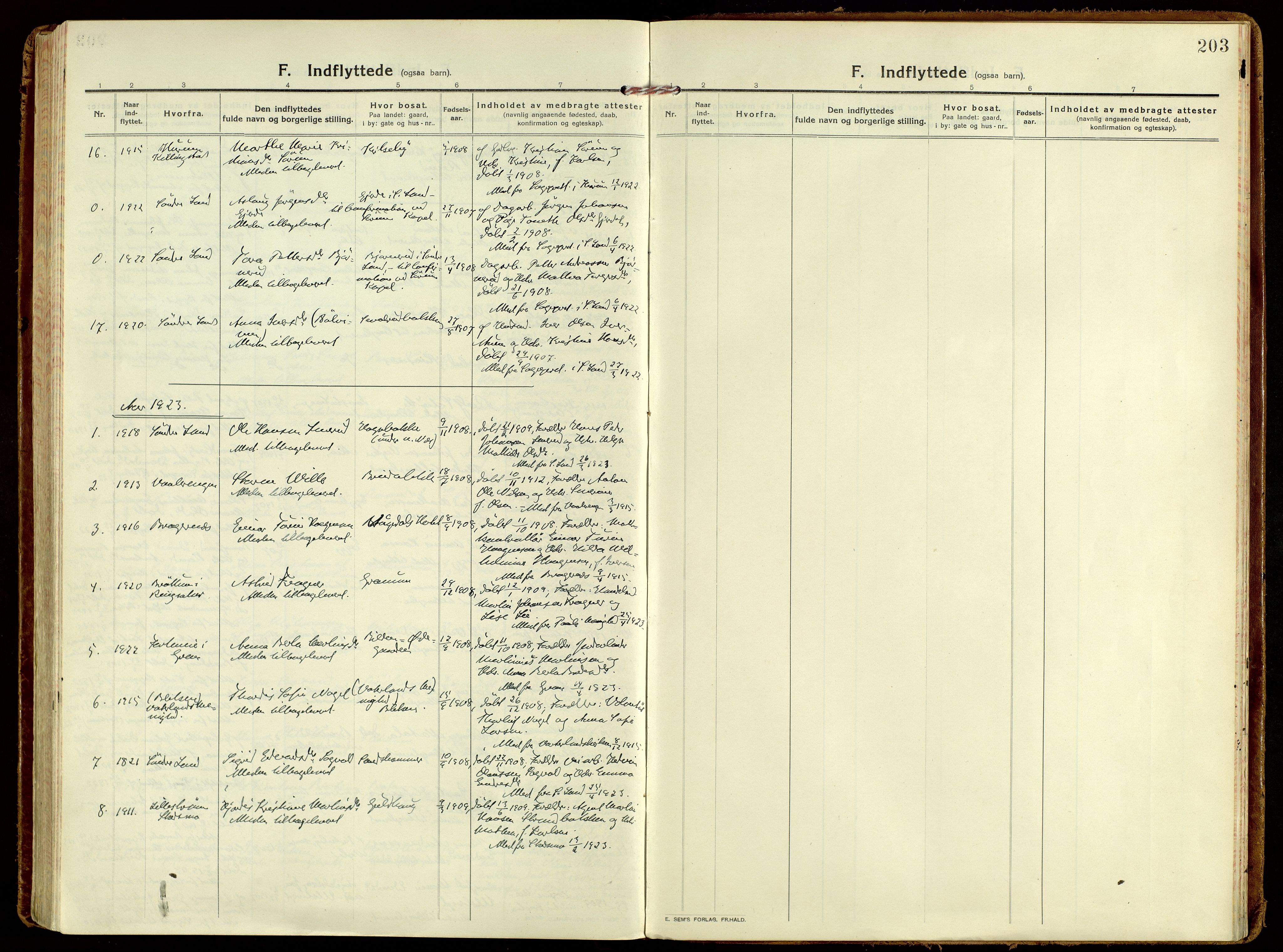 Brandbu prestekontor, AV/SAH-PREST-114/H/Ha/Haa/L0004: Parish register (official) no. 4, 1913-1923, p. 203