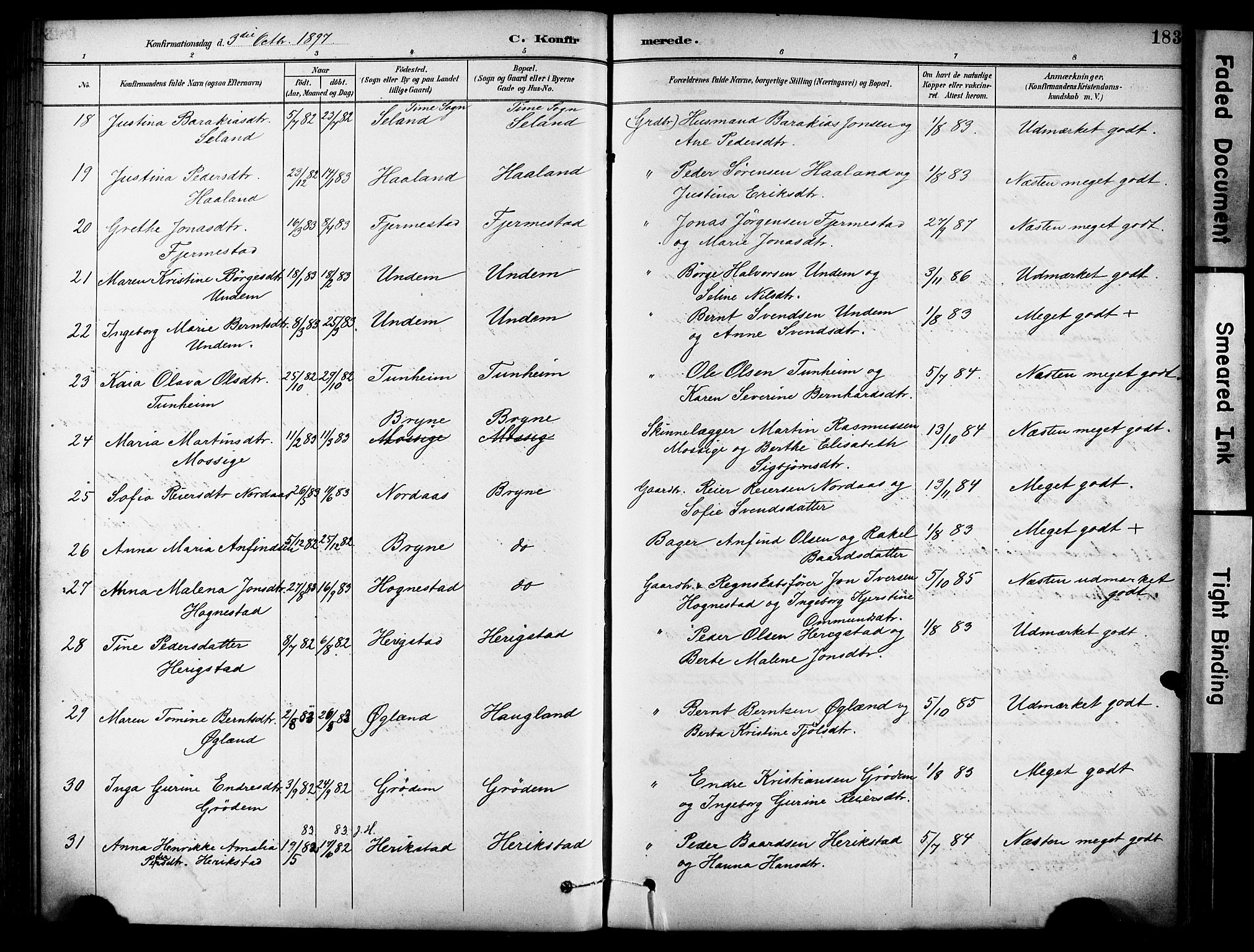 Lye sokneprestkontor, AV/SAST-A-101794/001/30BA/L0011: Parish register (official) no. A 9, 1893-1903, p. 183