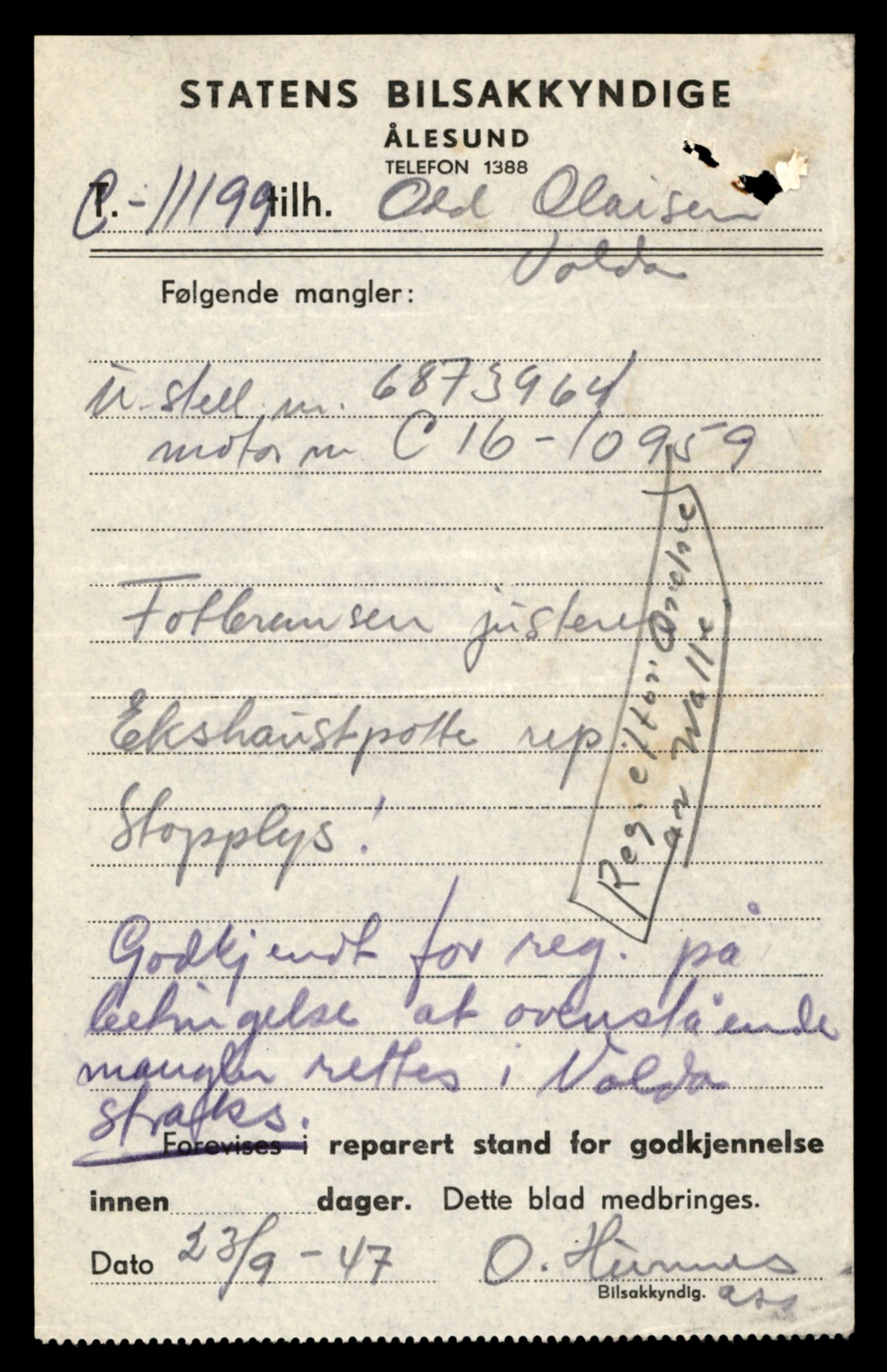 Møre og Romsdal vegkontor - Ålesund trafikkstasjon, AV/SAT-A-4099/F/Fe/L0022: Registreringskort for kjøretøy T 10584 - T 10694, 1927-1998, p. 95