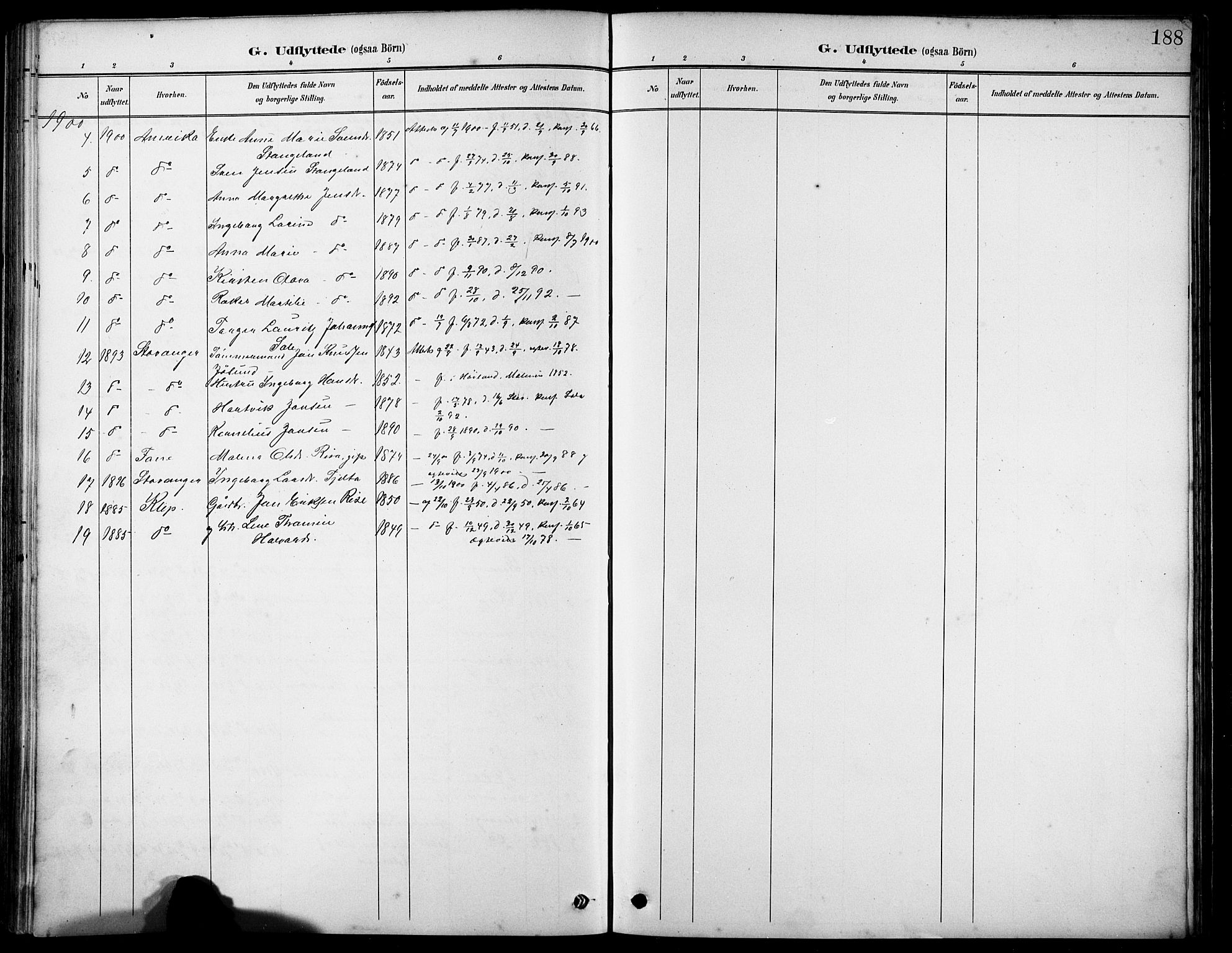 Håland sokneprestkontor, AV/SAST-A-101802/001/30BA/L0012: Parish register (official) no. A 11, 1889-1900, p. 188