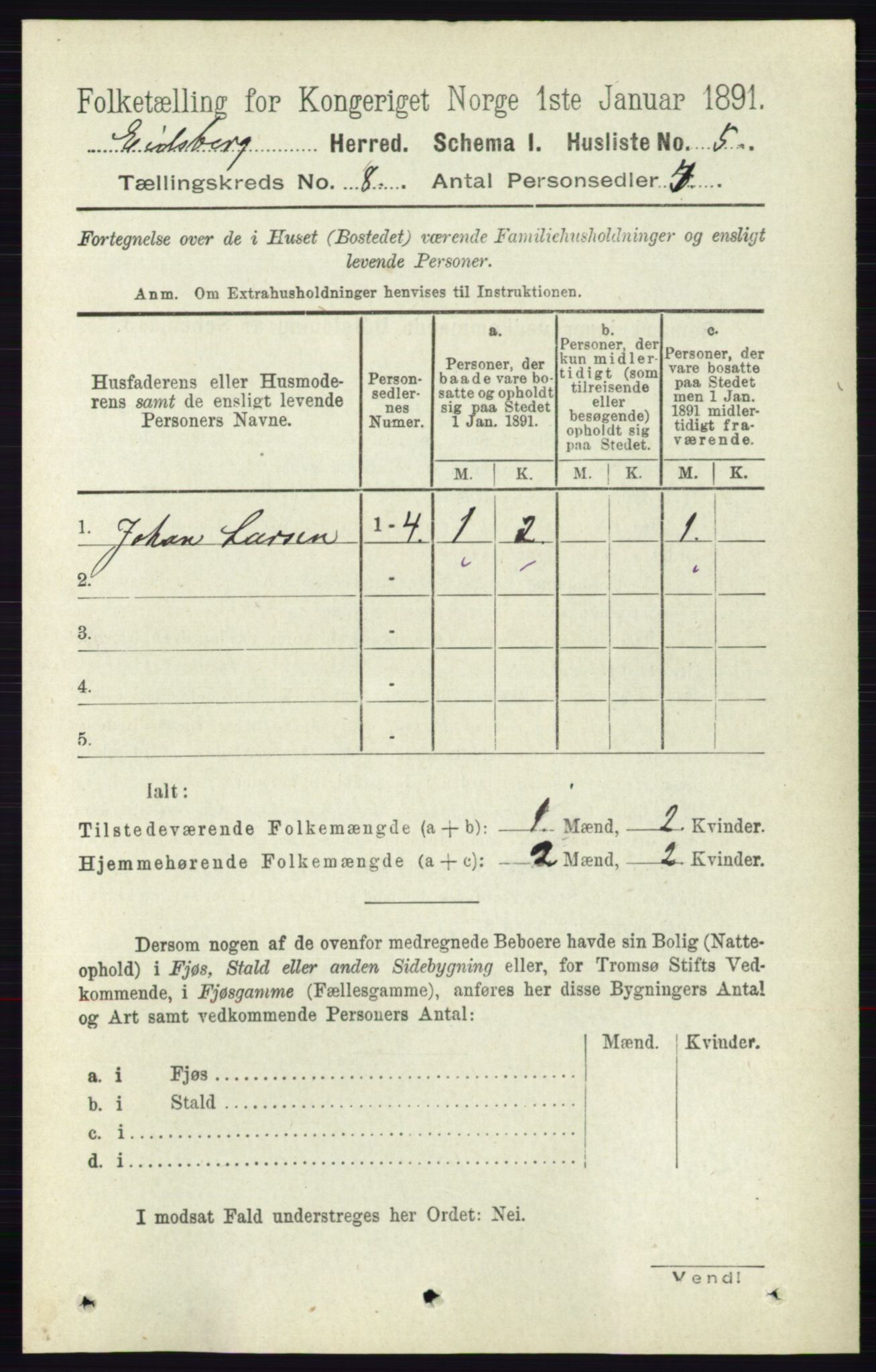 RA, 1891 census for 0125 Eidsberg, 1891, p. 4555