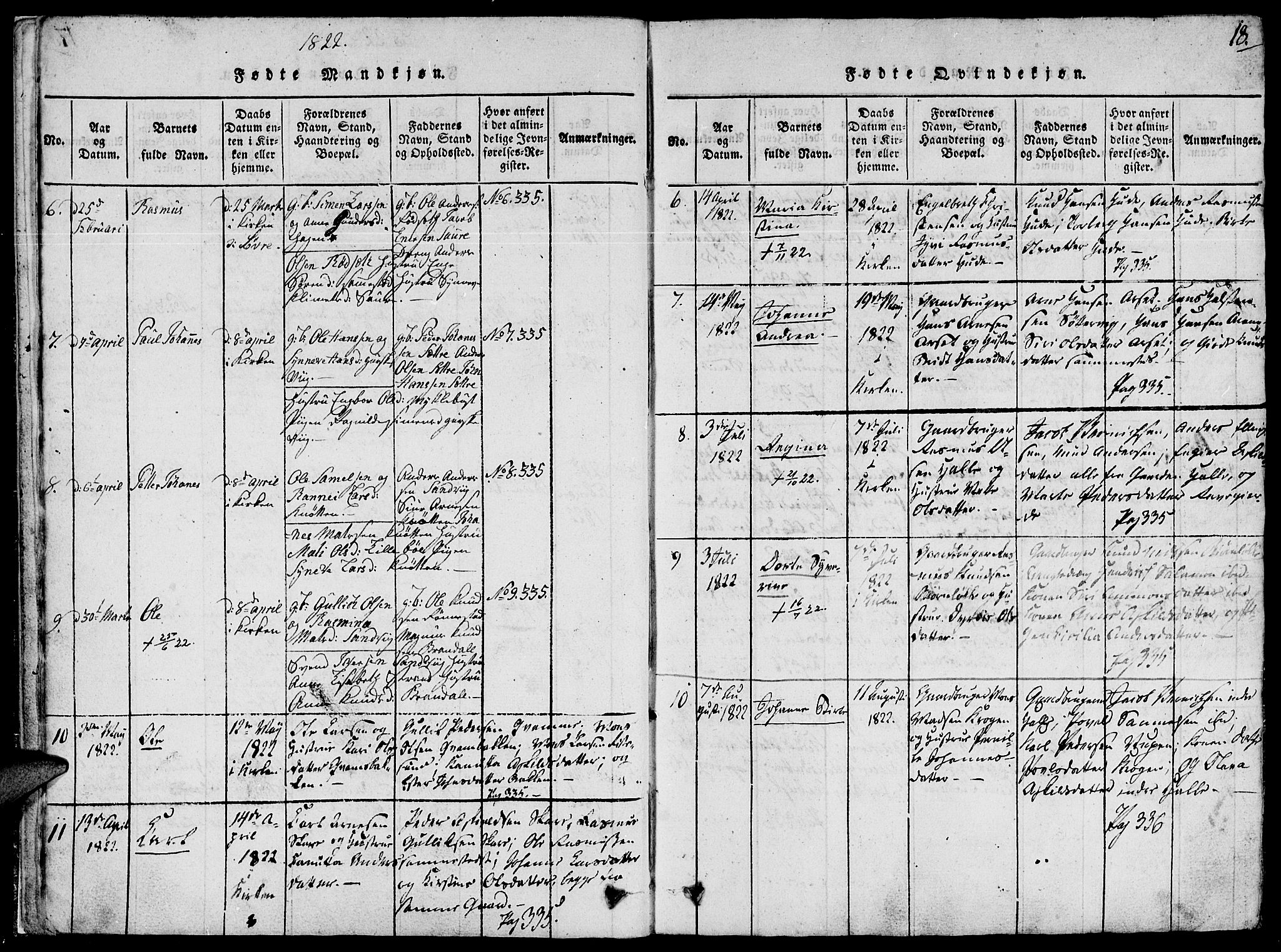 Ministerialprotokoller, klokkerbøker og fødselsregistre - Møre og Romsdal, AV/SAT-A-1454/503/L0033: Parish register (official) no. 503A01, 1816-1841, p. 18