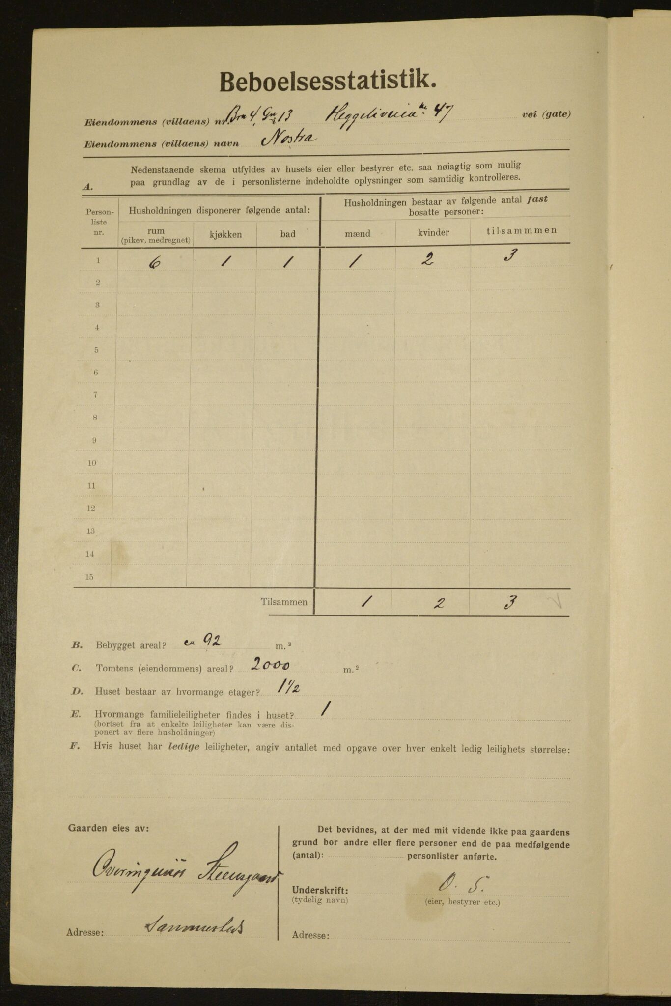 , Municipal Census 1923 for Aker, 1923, p. 2313