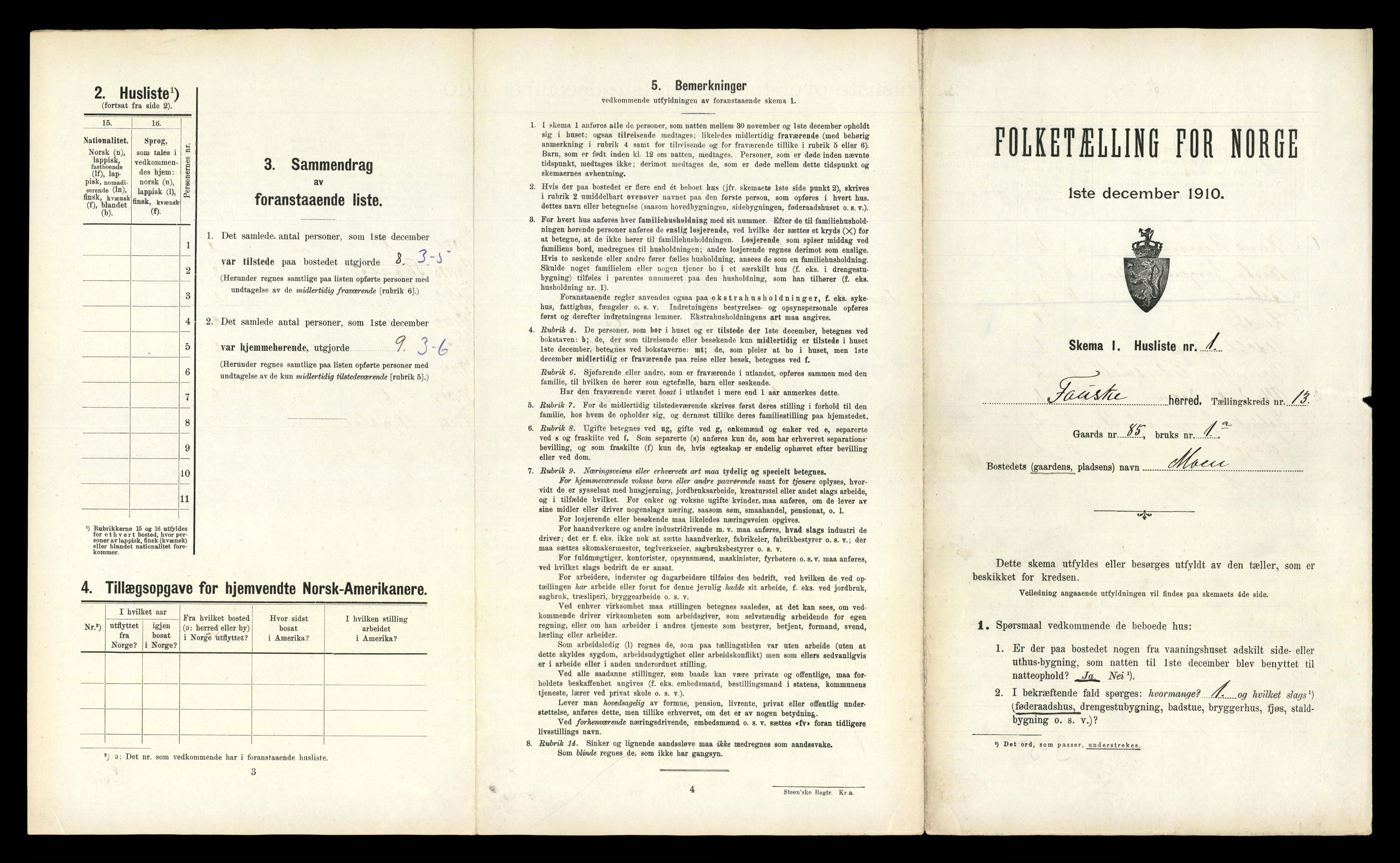 RA, 1910 census for Fauske, 1910, p. 650