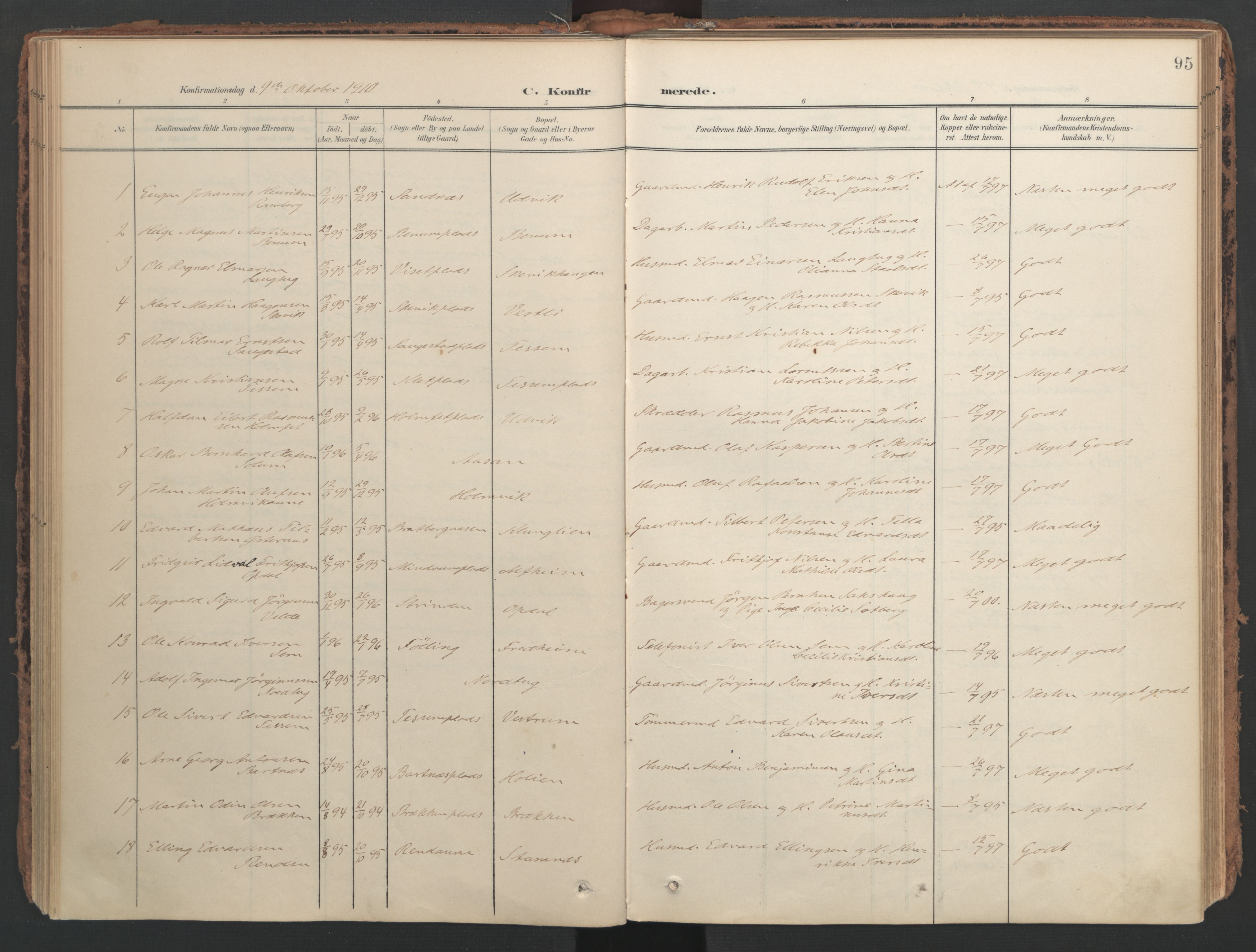 Ministerialprotokoller, klokkerbøker og fødselsregistre - Nord-Trøndelag, SAT/A-1458/741/L0397: Parish register (official) no. 741A11, 1901-1911, p. 95