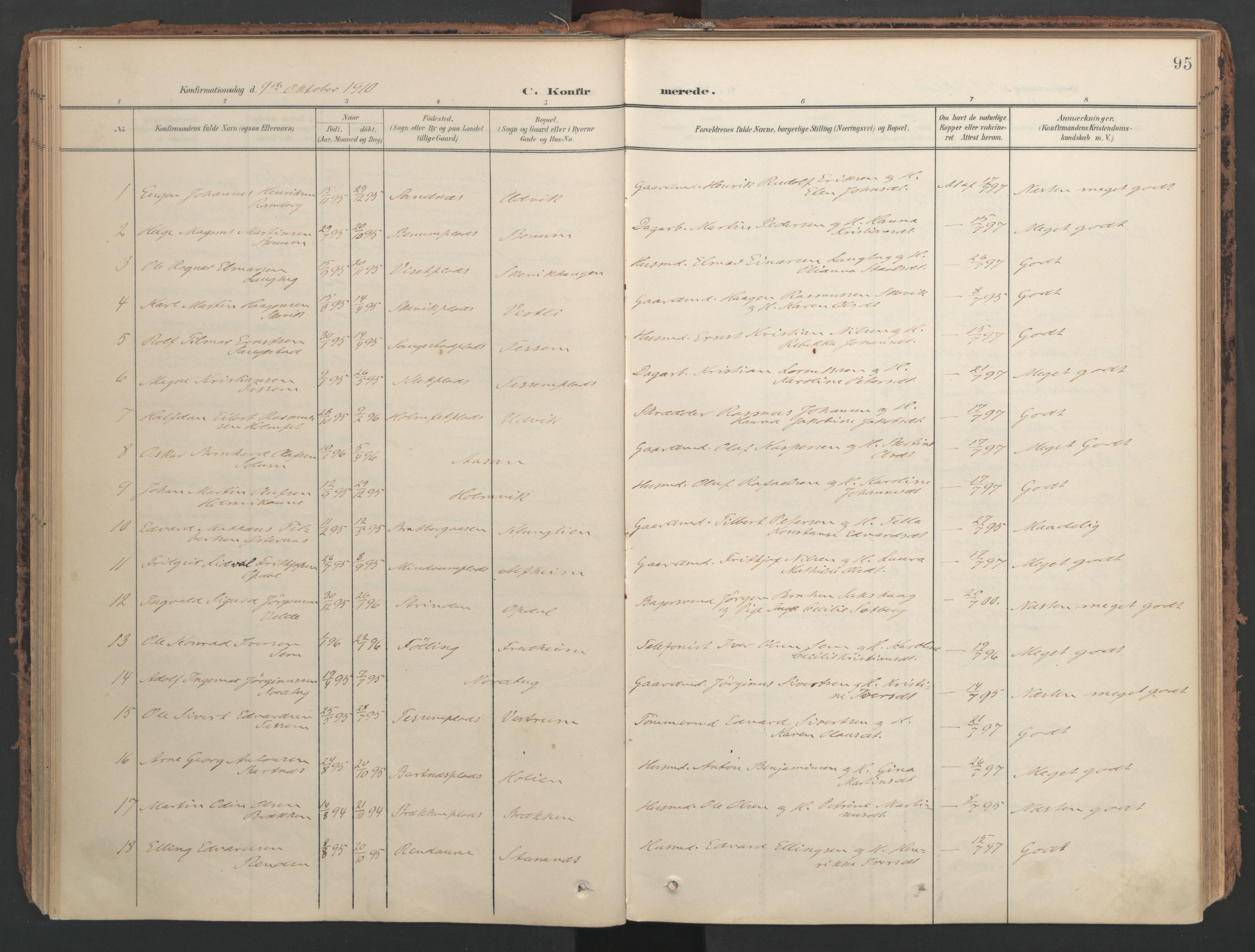 Ministerialprotokoller, klokkerbøker og fødselsregistre - Nord-Trøndelag, AV/SAT-A-1458/741/L0397: Parish register (official) no. 741A11, 1901-1911, p. 95