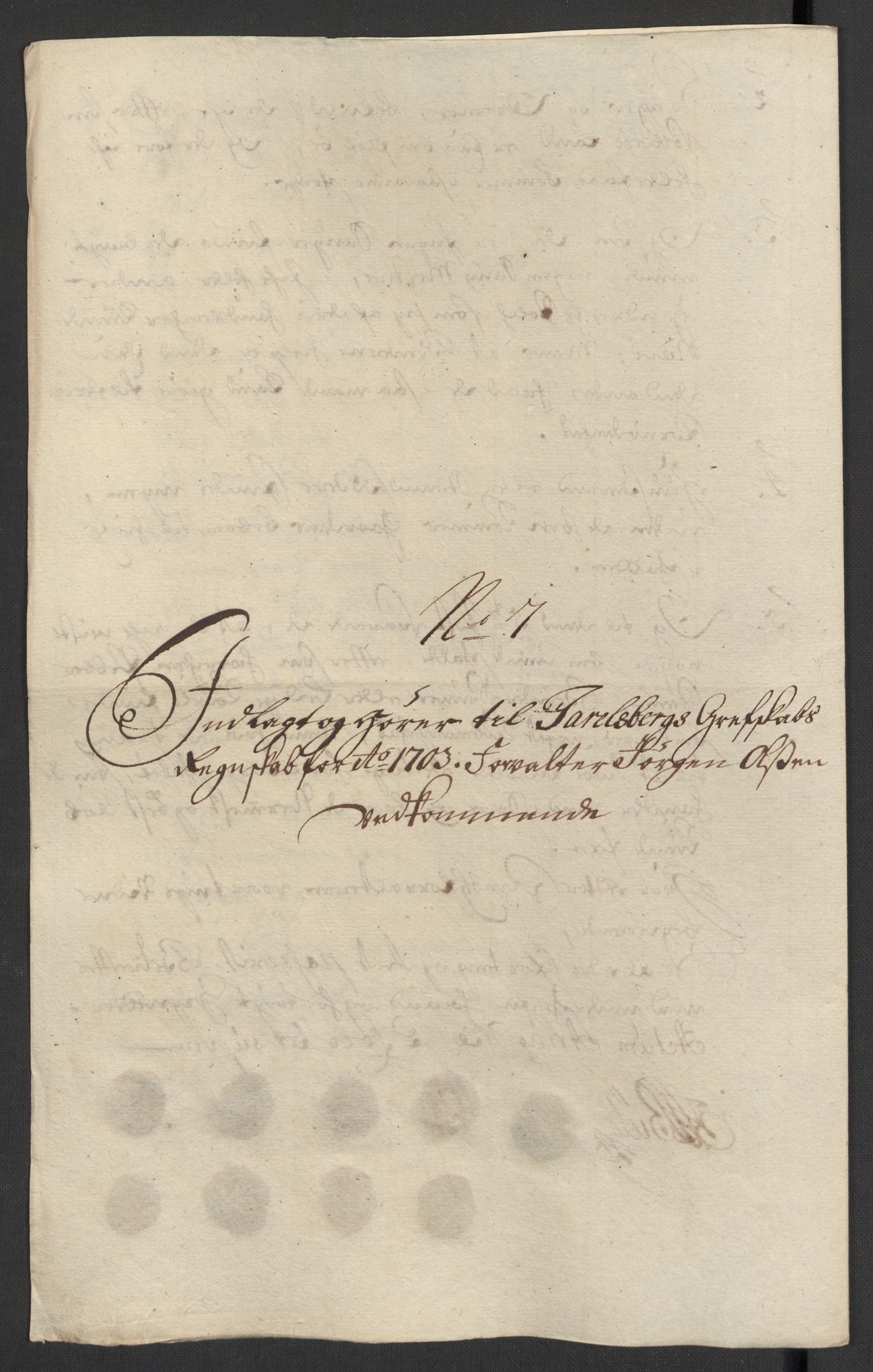 Rentekammeret inntil 1814, Reviderte regnskaper, Fogderegnskap, AV/RA-EA-4092/R32/L1871: Fogderegnskap Jarlsberg grevskap, 1703-1705, p. 31