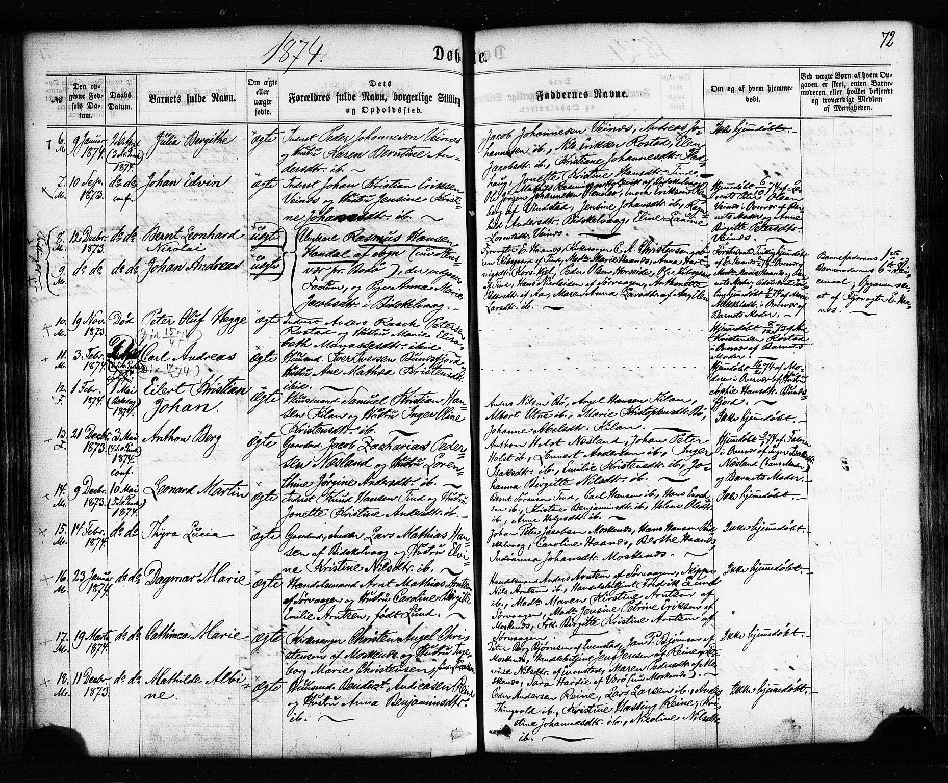 Ministerialprotokoller, klokkerbøker og fødselsregistre - Nordland, SAT/A-1459/885/L1203: Parish register (official) no. 885A04, 1859-1877, p. 72